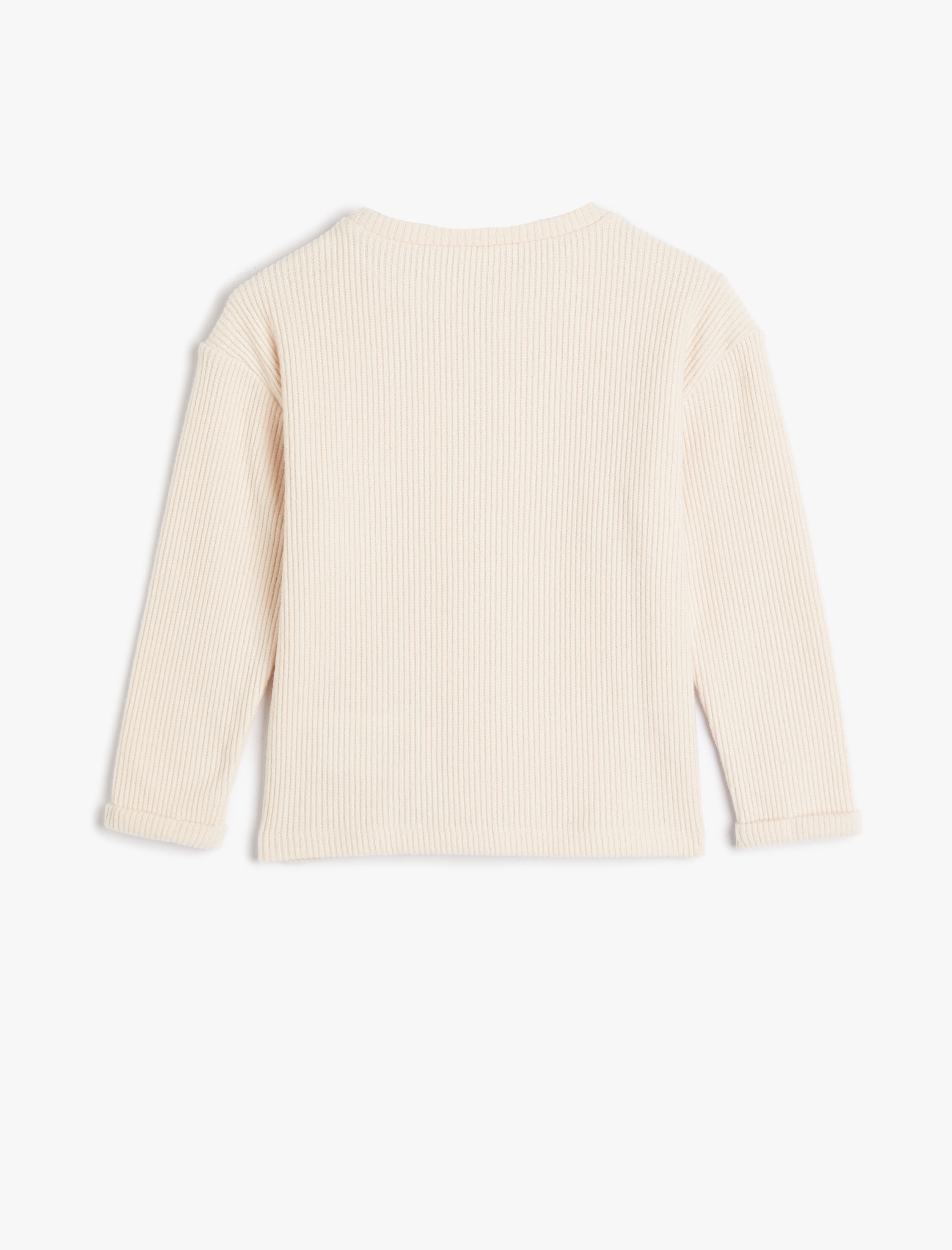  Kız Bebek Basic Tişört Uzun Kollu Kaşkorse Bisiklet Yaka Cep Detaylı Yumuşak Dokulu