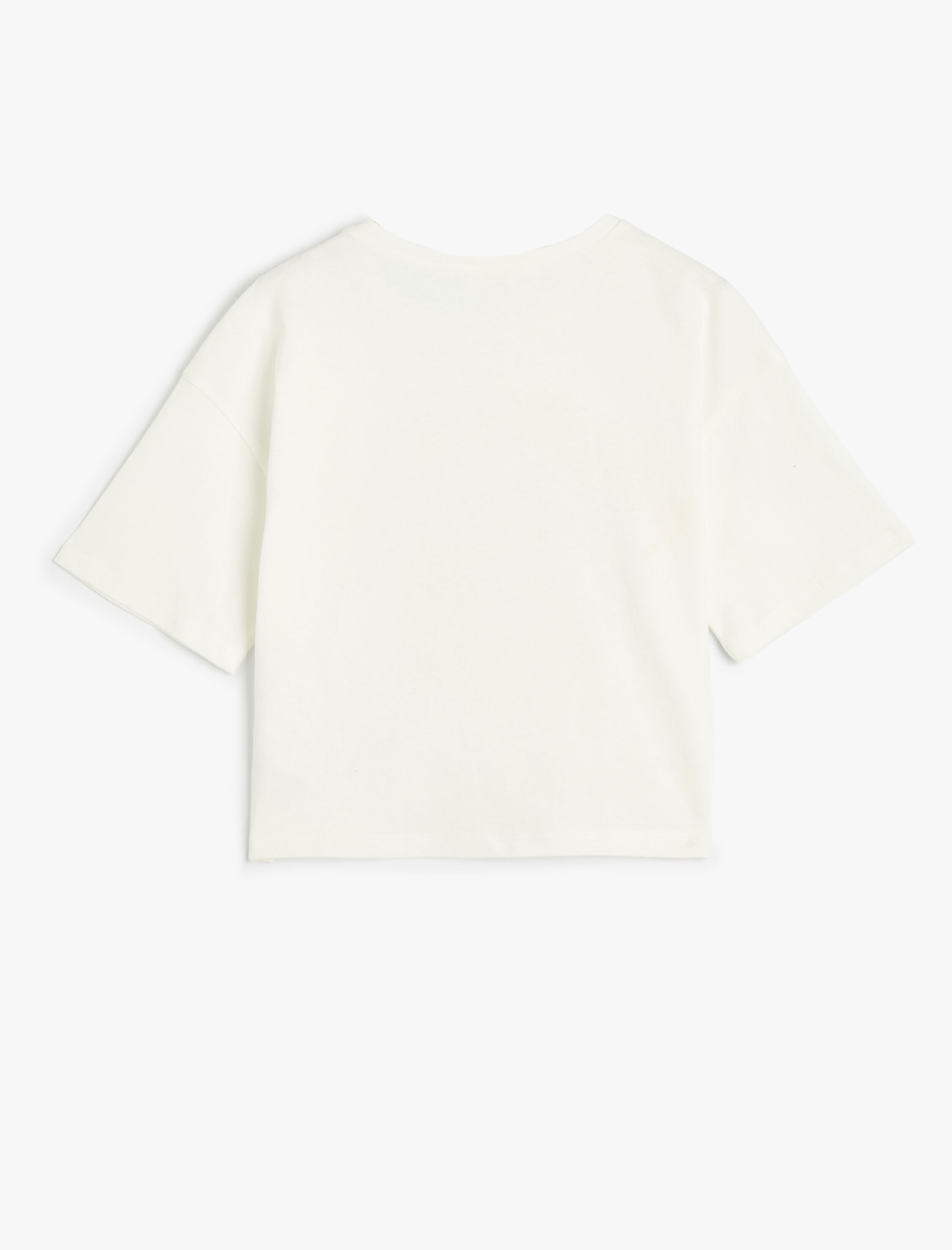 Kız Çocuk Tişört Tropik Baskılı Kısa Kollu Bisiklet Yaka Pamuklu