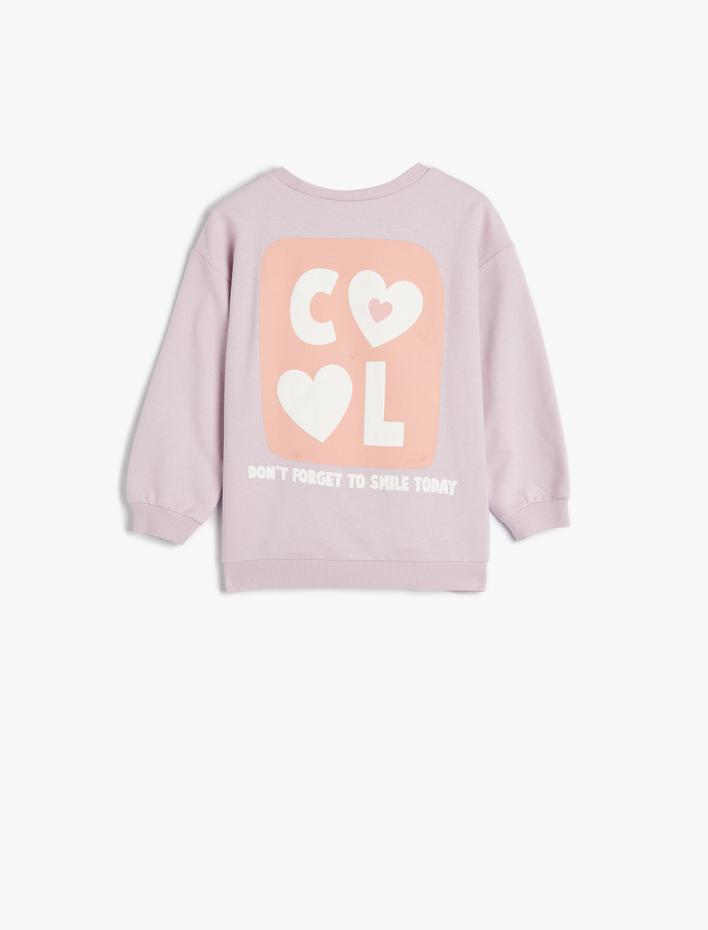 Kız Bebek Sweatshirt Baskı Detaylı Uzun Kollu Şardonlu Pamuklu