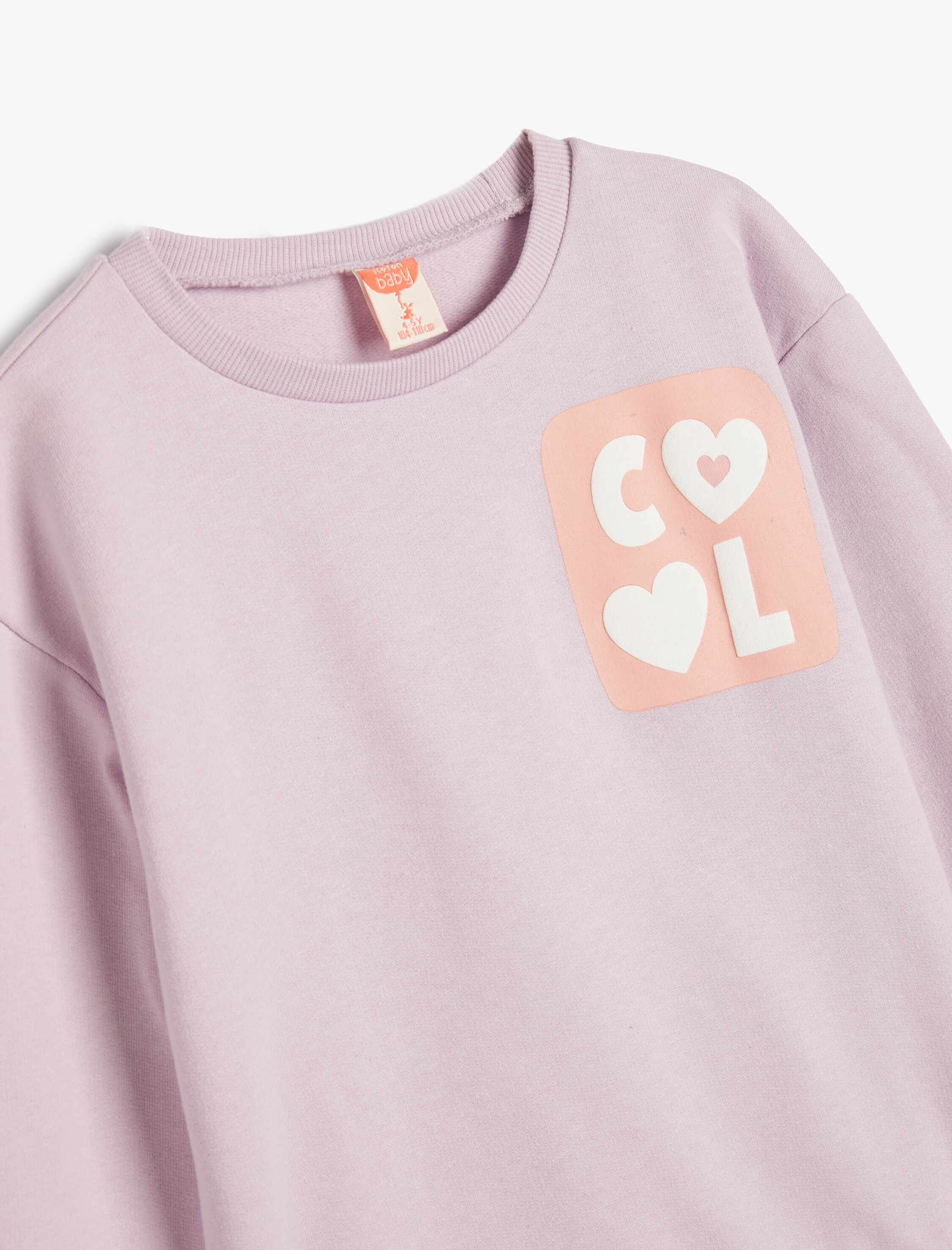  Kız Bebek Sweatshirt Baskı Detaylı Uzun Kollu Şardonlu Pamuklu