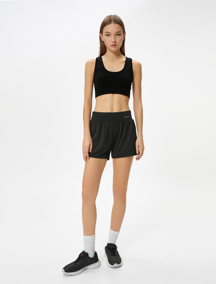  Sporcu Sütyeni Dikişsiz U Yaka Ribanalı Slim Fit