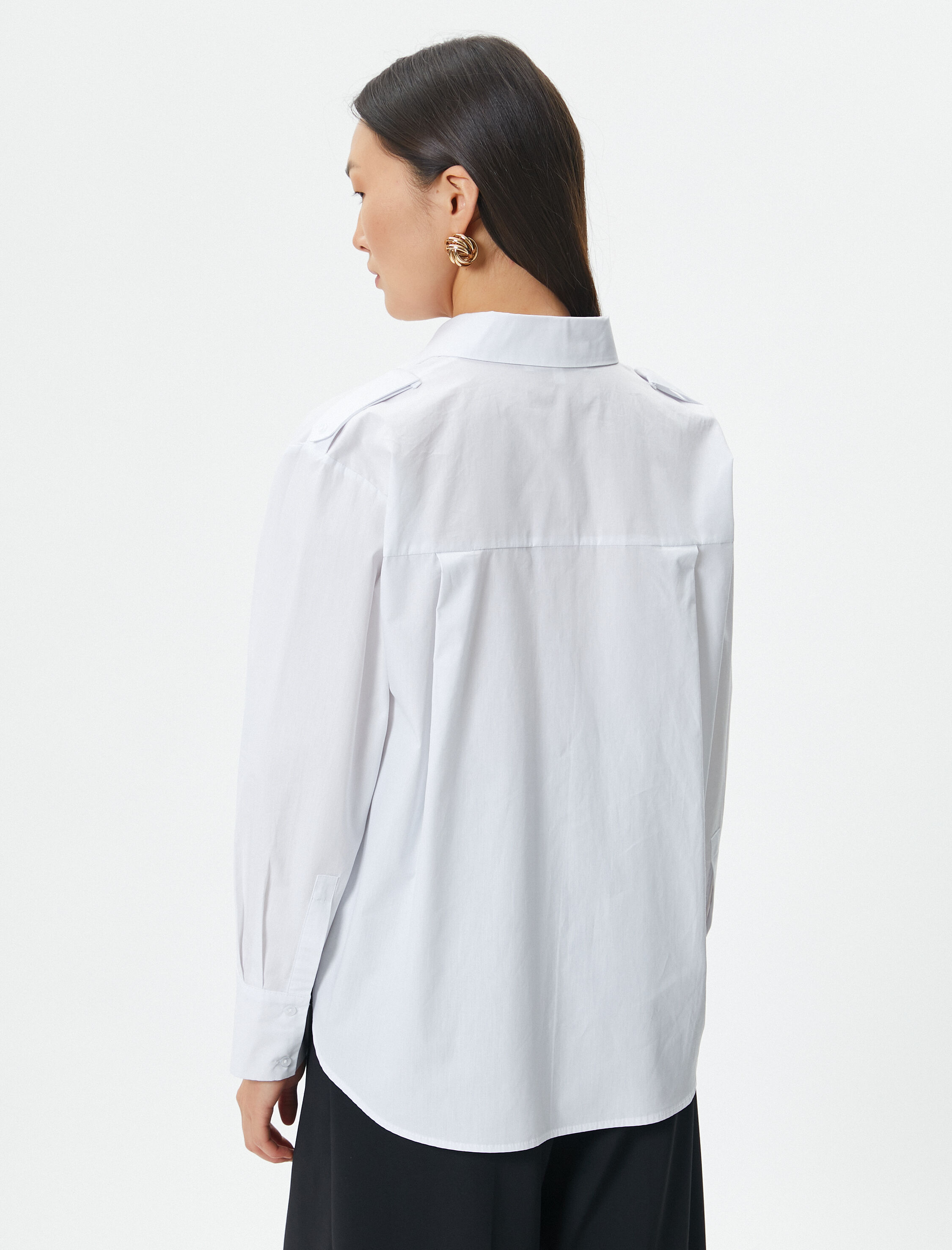   Klasik Poplin Gömlek Uzun Kollu Düğmeli Cep Detaylı Pamuklu