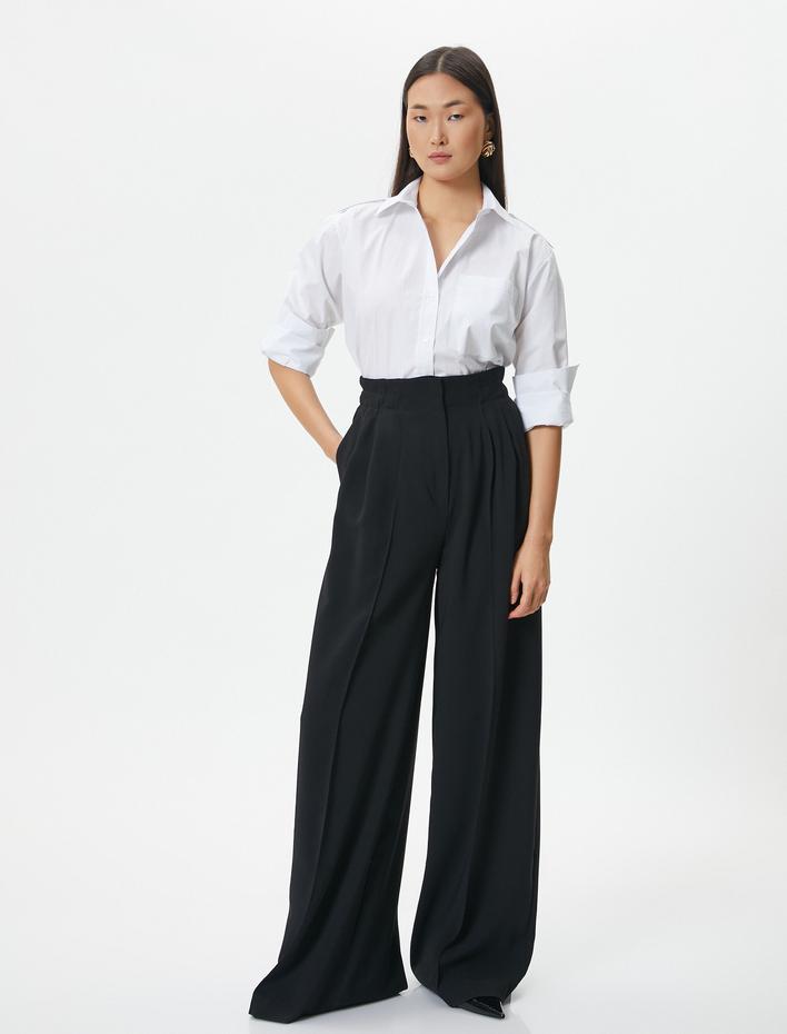  Klasik Poplin Gömlek Uzun Kollu Düğmeli Cep Detaylı Pamuklu