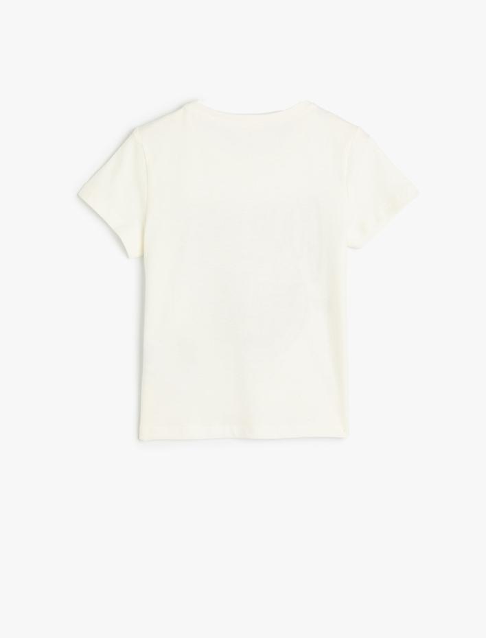 Kız Çocuk Tişört Kısa Kollu Bisiklet Yaka Şehir Baskılı Pamuklu