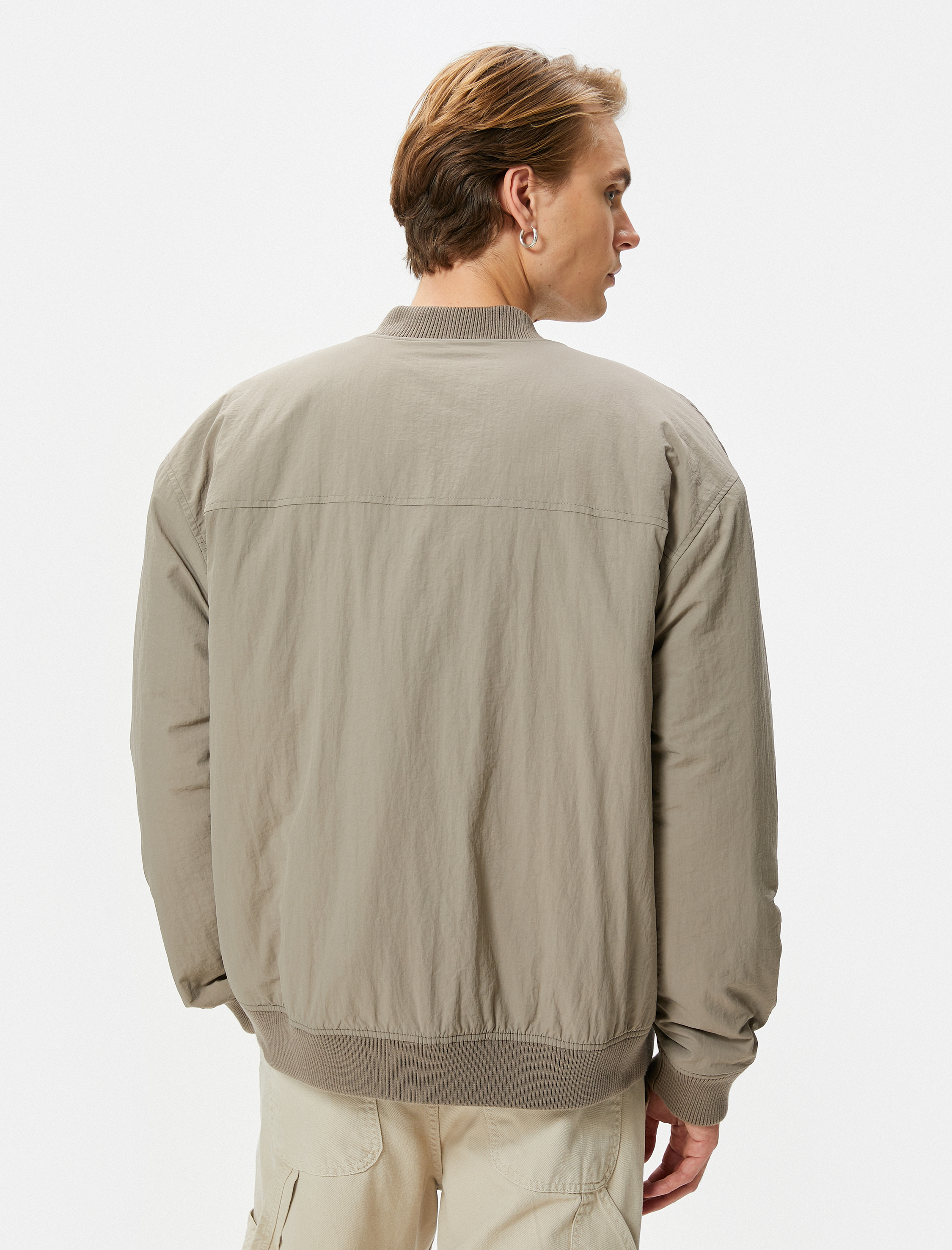 Bomber Ceket Kolej Yaka Cep Detaylı Fermuarlı