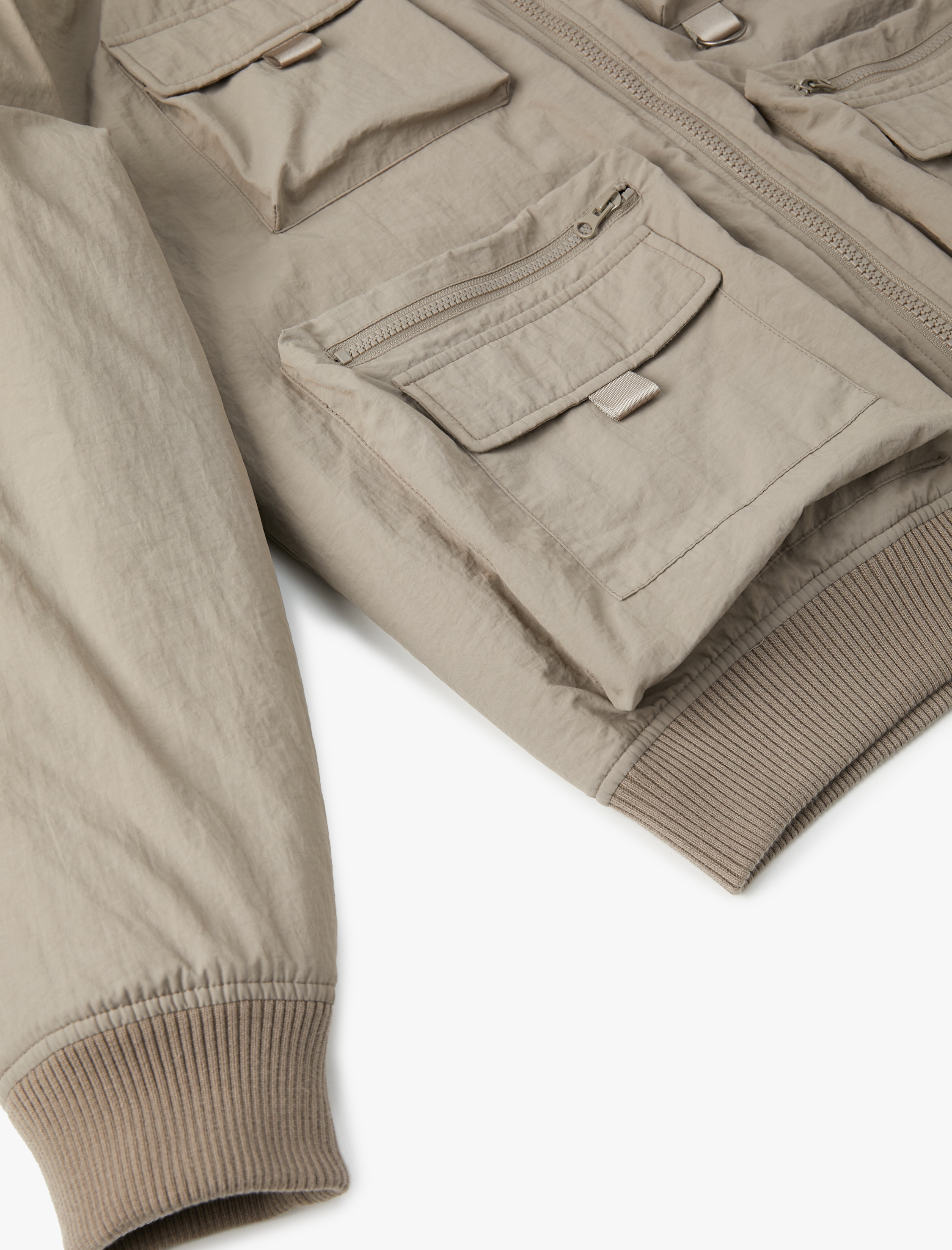 Bomber Ceket Kolej Yaka Cep Detaylı Fermuarlı