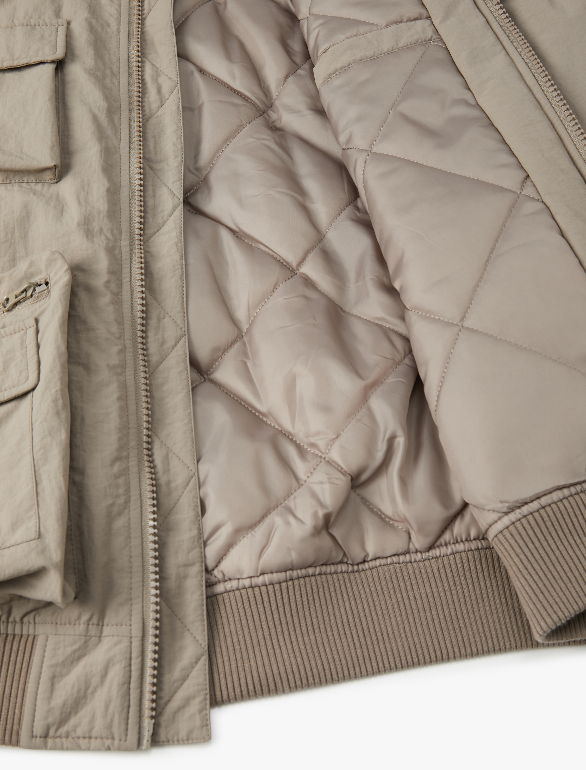 Bomber Ceket Kolej Yaka Cep Detaylı Fermuarlı