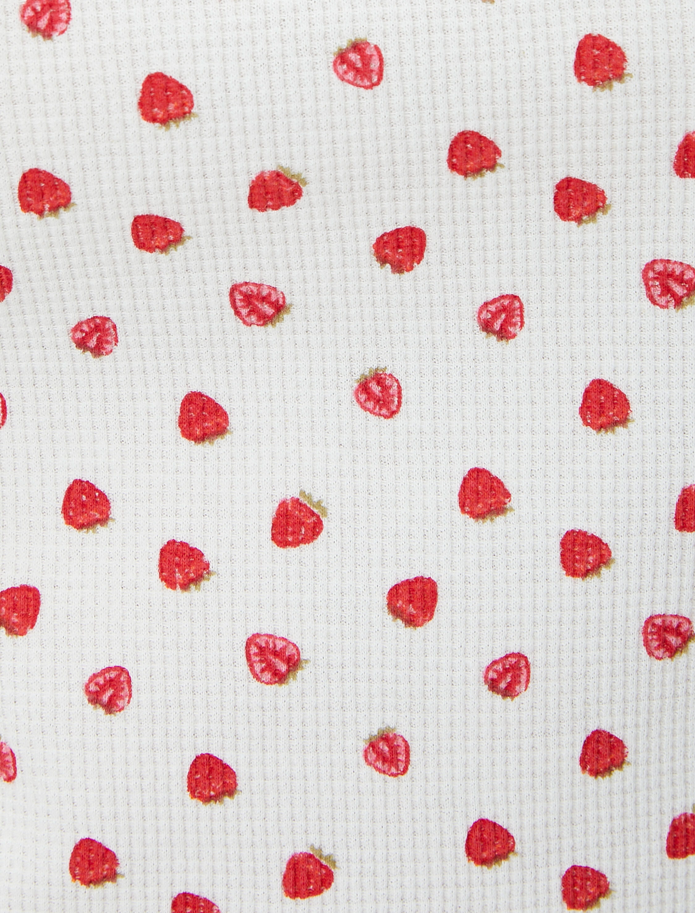   Çilekli Crop Tişört Kısa Kollu Bisiklet Yaka Dokulu Pamuklu