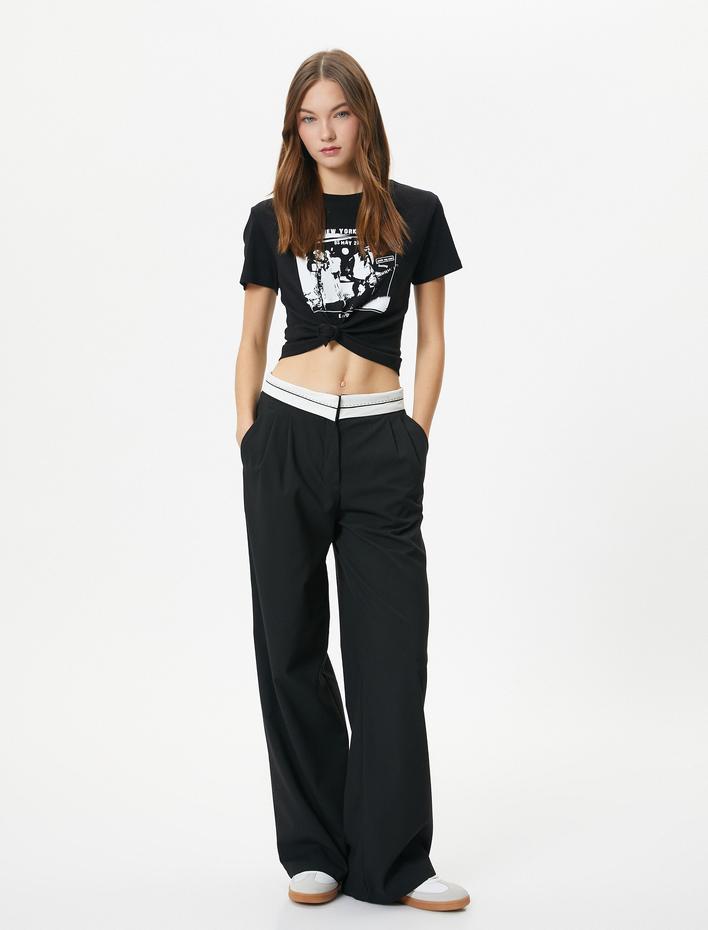  Müzik Temalı Baskılı Tişört Kısa Kollu Bisiklet Yaka Pamuklu