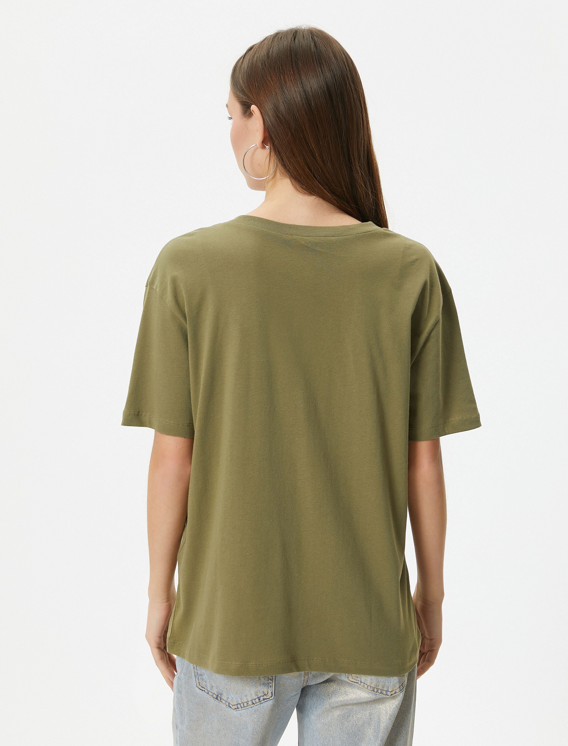   Baskılı Tişört Kısa Kollu Bisiklet Yaka Pamuklu