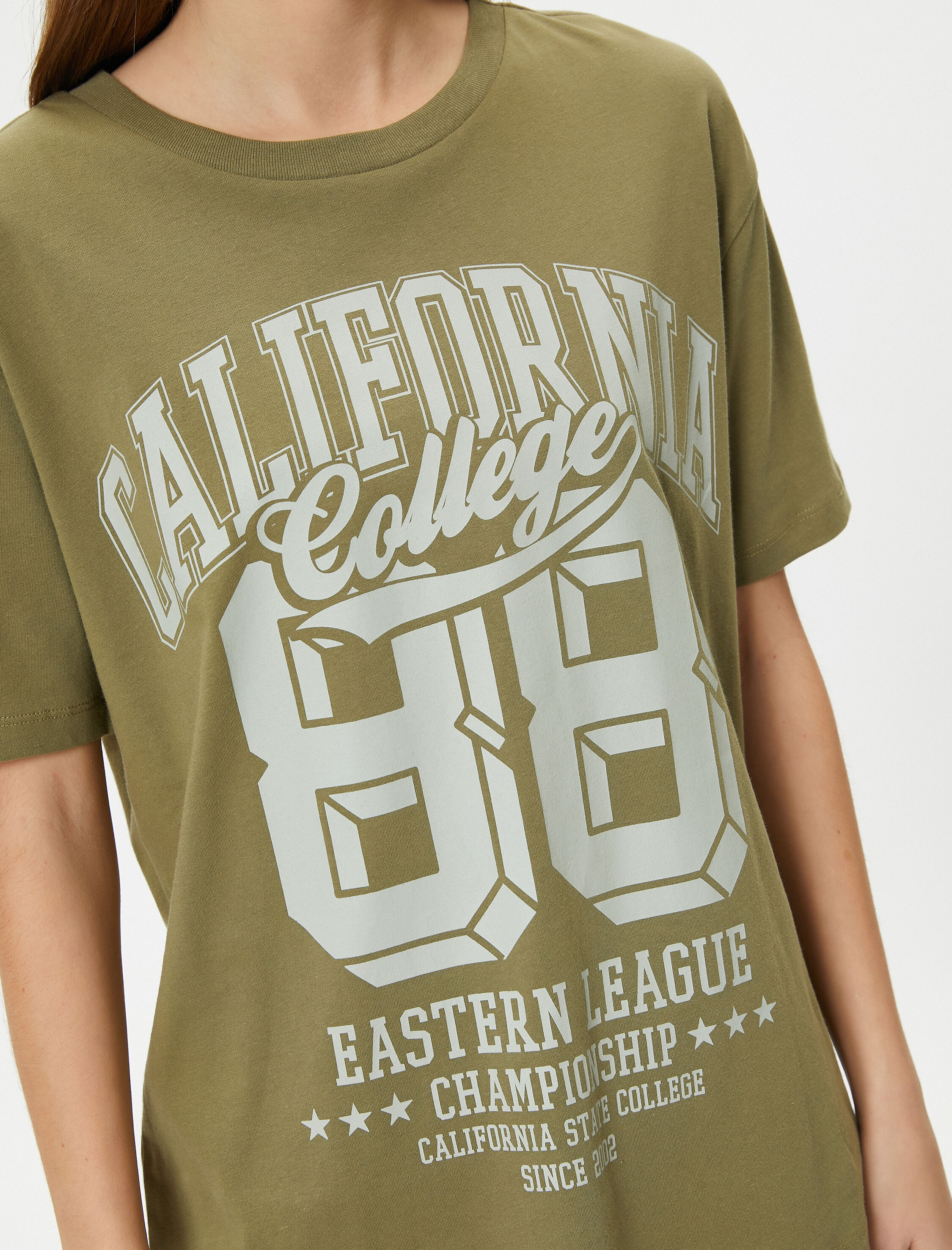   Baskılı Tişört Kısa Kollu Bisiklet Yaka Pamuklu