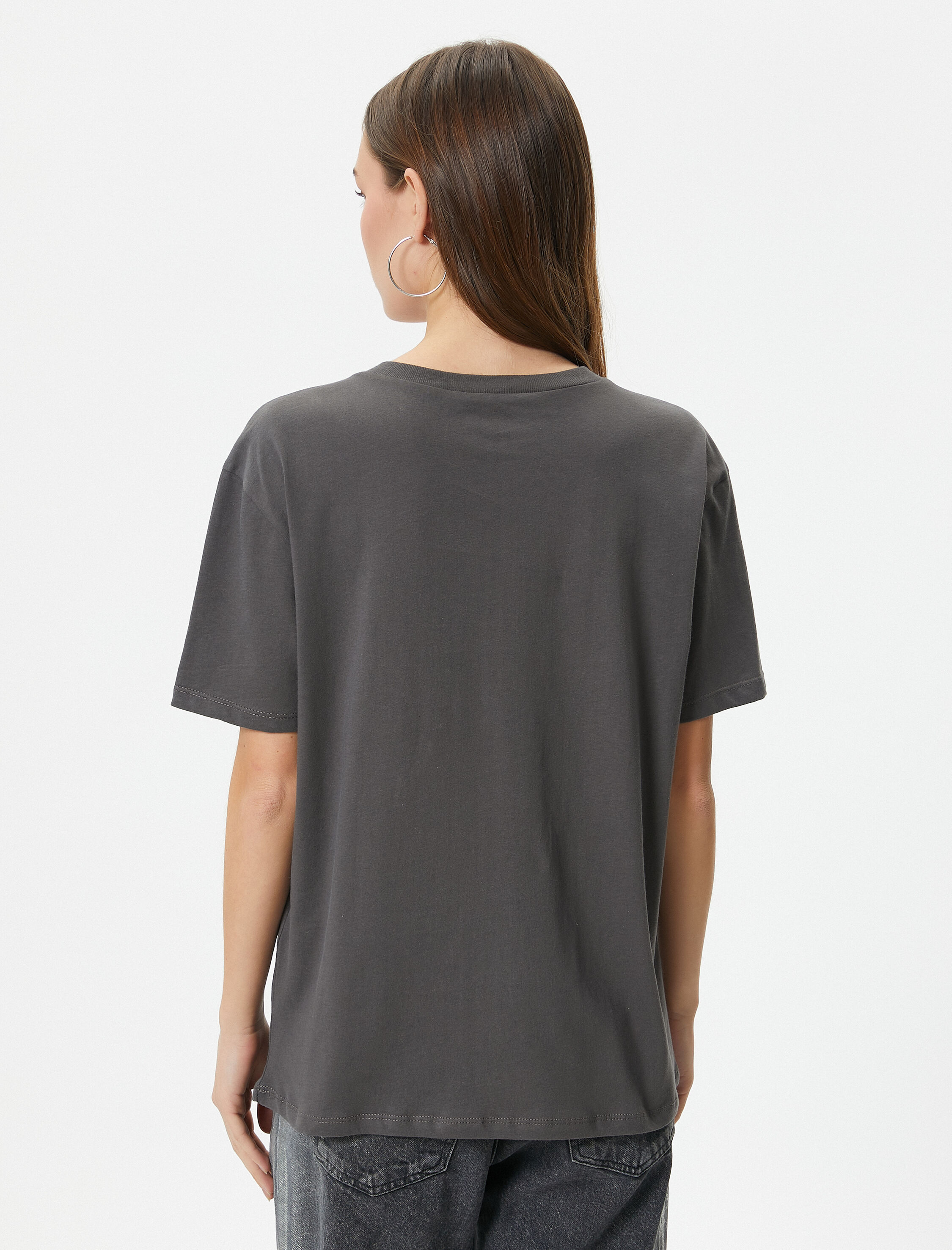   Müzik Temalı Baskılı Tişört Kısa Kollu Bisiklet Yaka Pamuklu