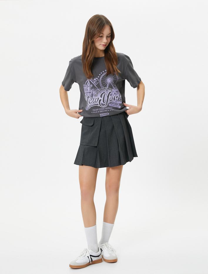  New York Tişört Kısa Kollu Bisiklet Yaka Pamuklu