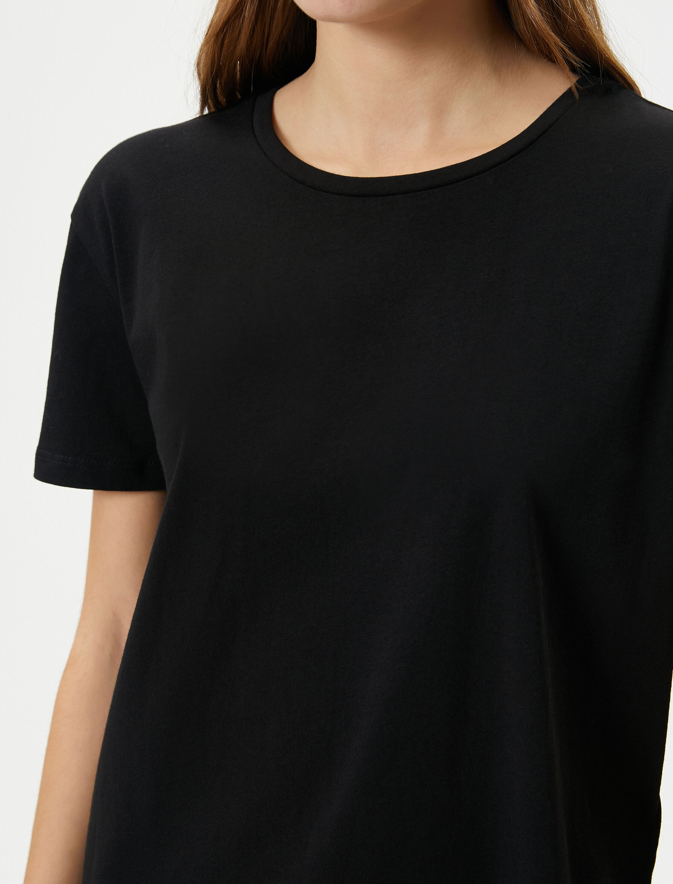   Basic Bisiklet Yaka Tişört Kısa Kollu Pamuklu