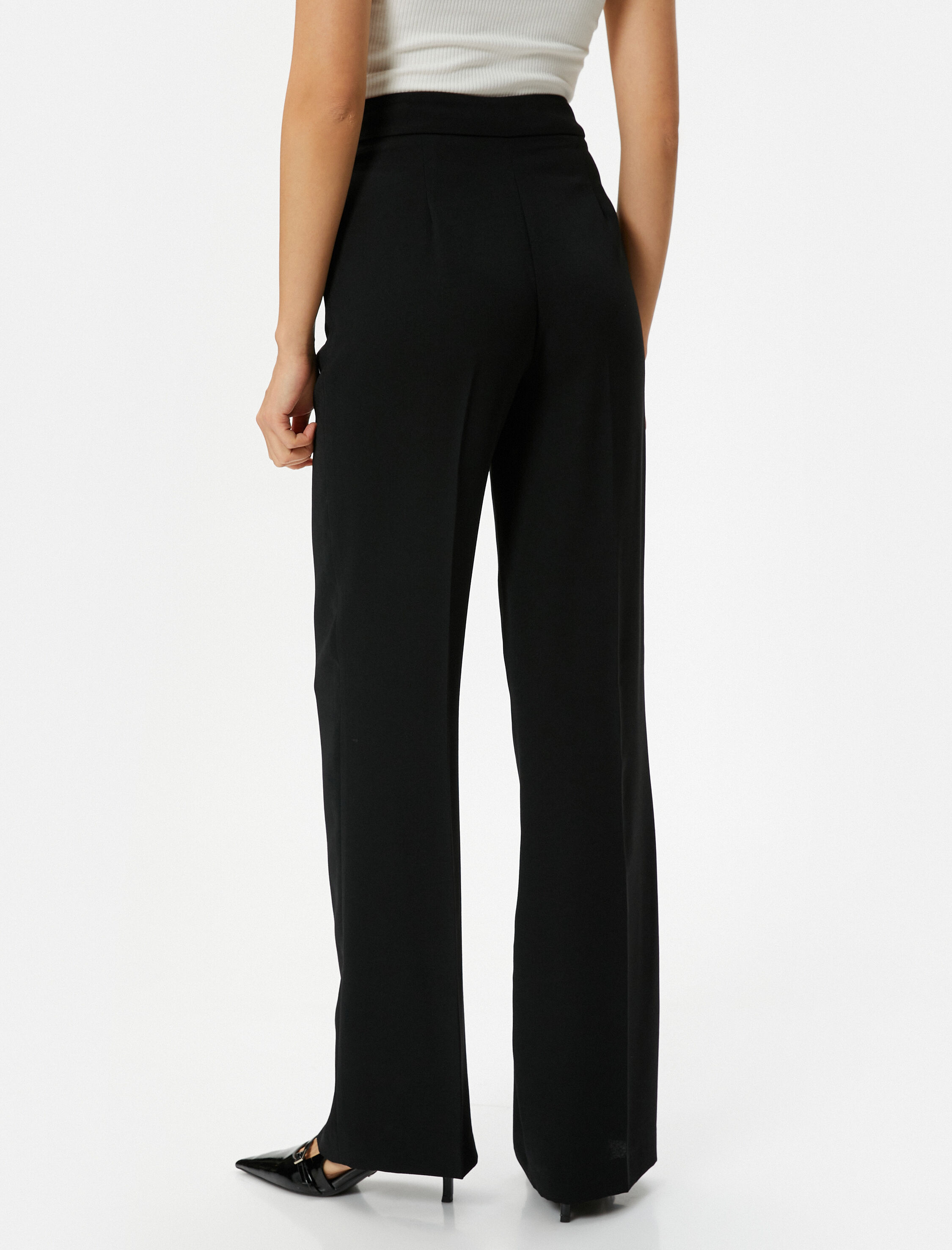   Kumaş Bol Paça Pantolon Normal Bel