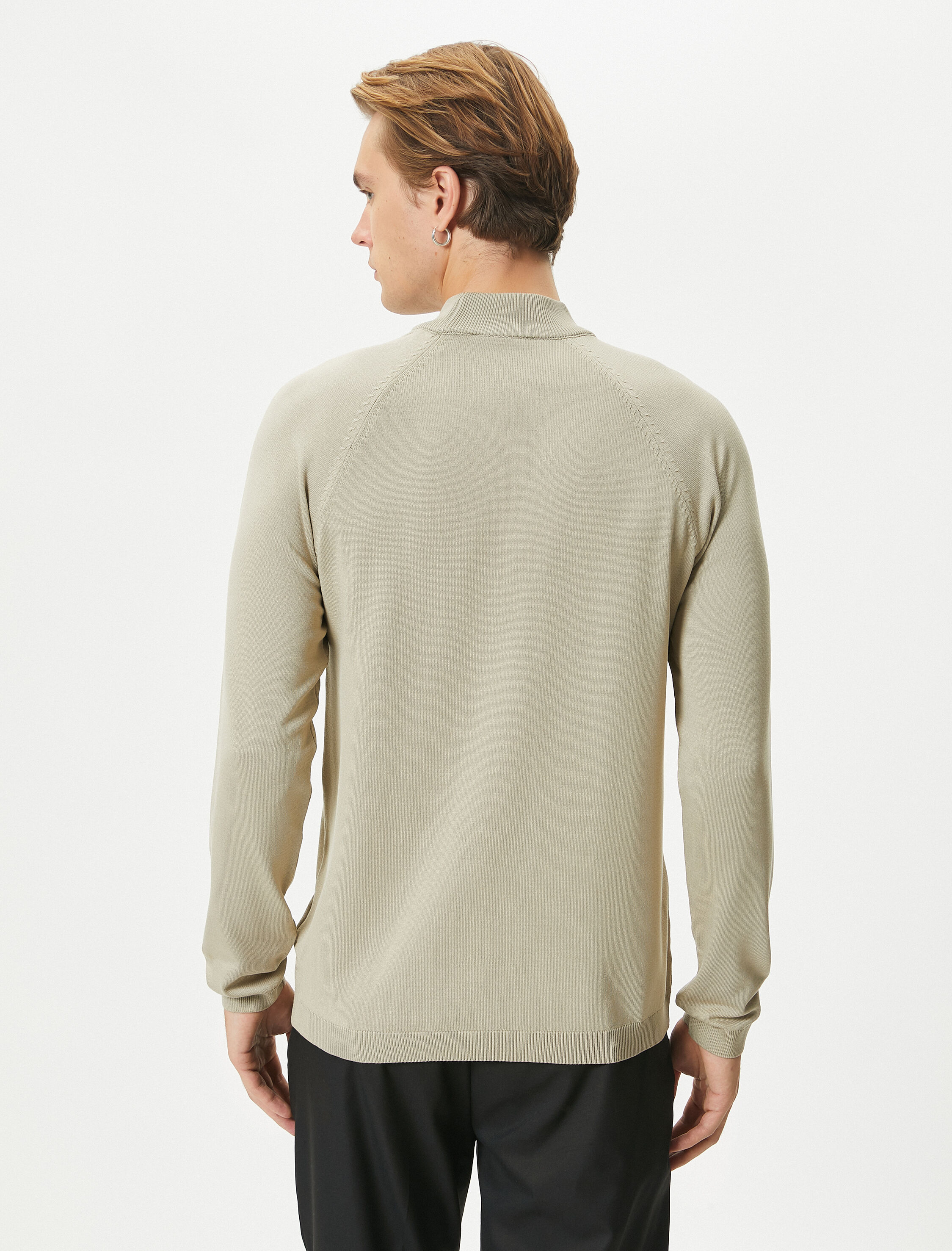   Yarım Balıkçı Yaka Kazak Slim Fit Triko Uzun Kollu