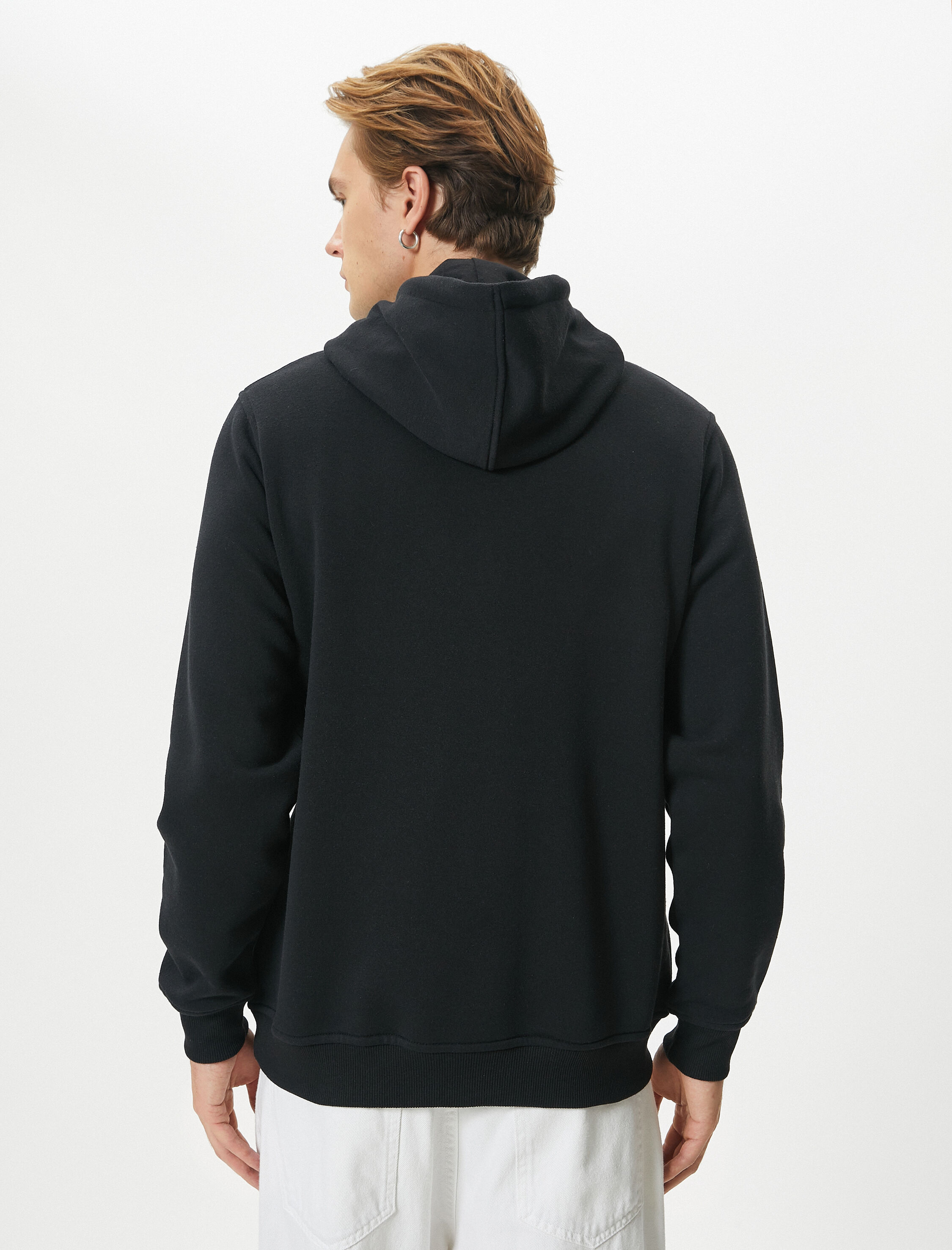   Kapşonlu Sweatshirt Slogan İşlemeli Kanguru Cepli