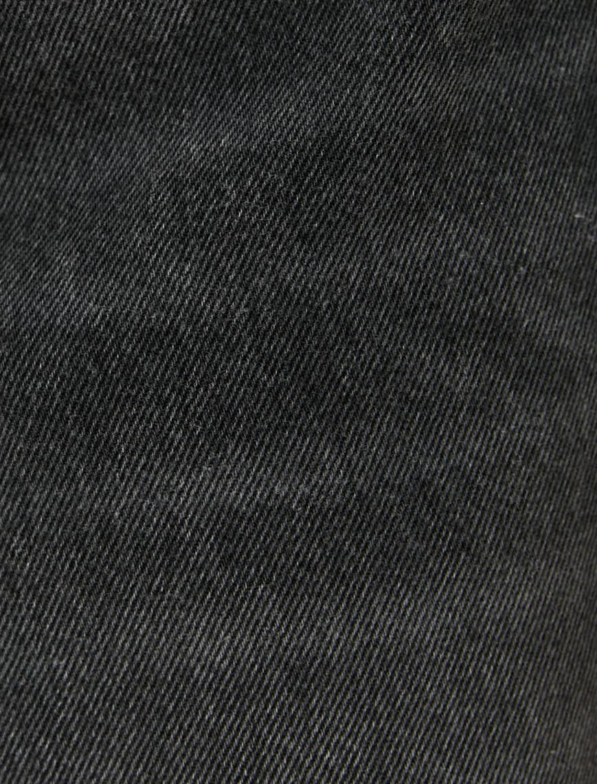   Kısa Ekstra Geniş Paça Kot Pantolon Standart Bel Cepli Pamuklu - Bianca Crop Jean
