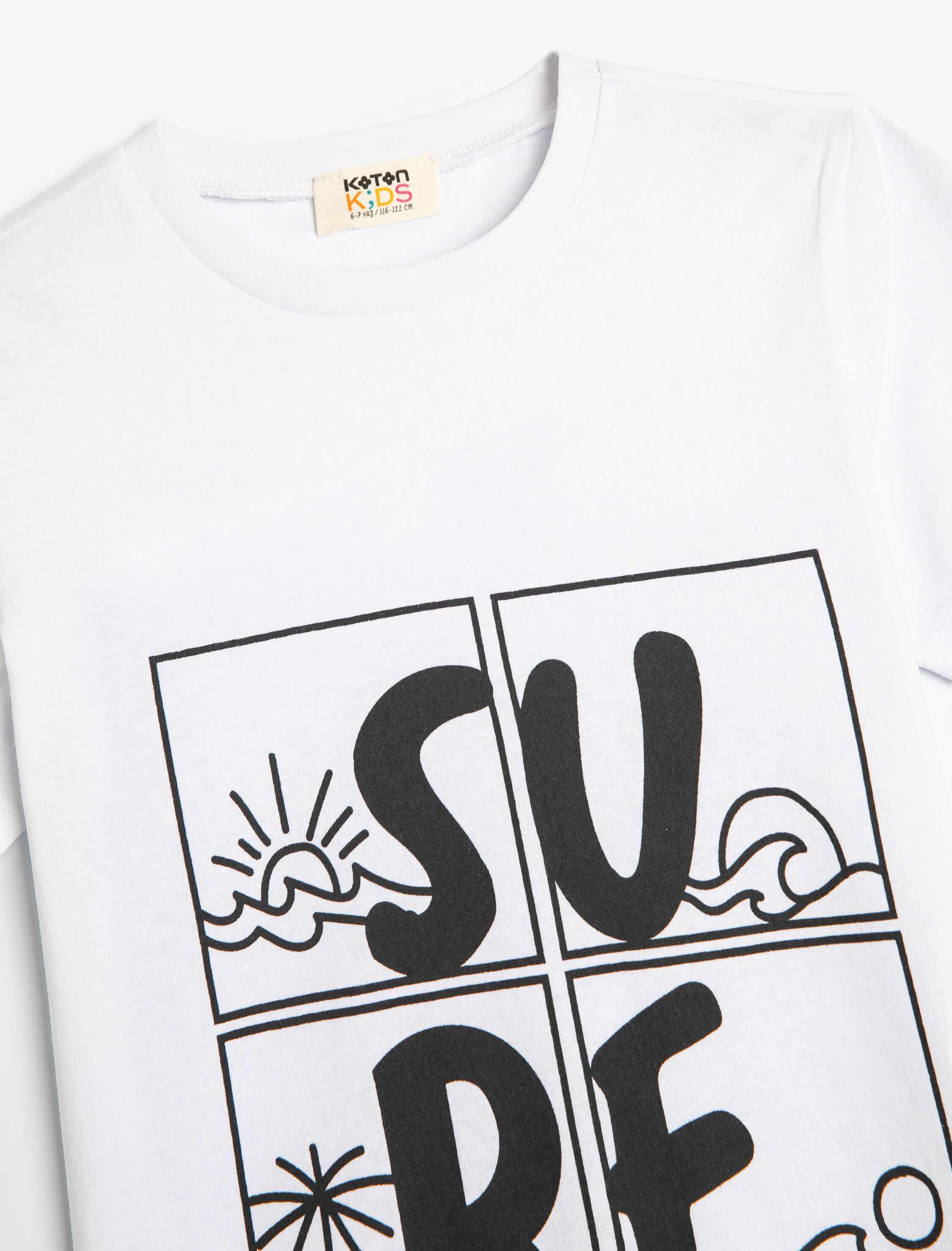  Erkek Çocuk Tişört Kısa Kollu Bisiklet Yaka Sörf Baskılı Pamuklu