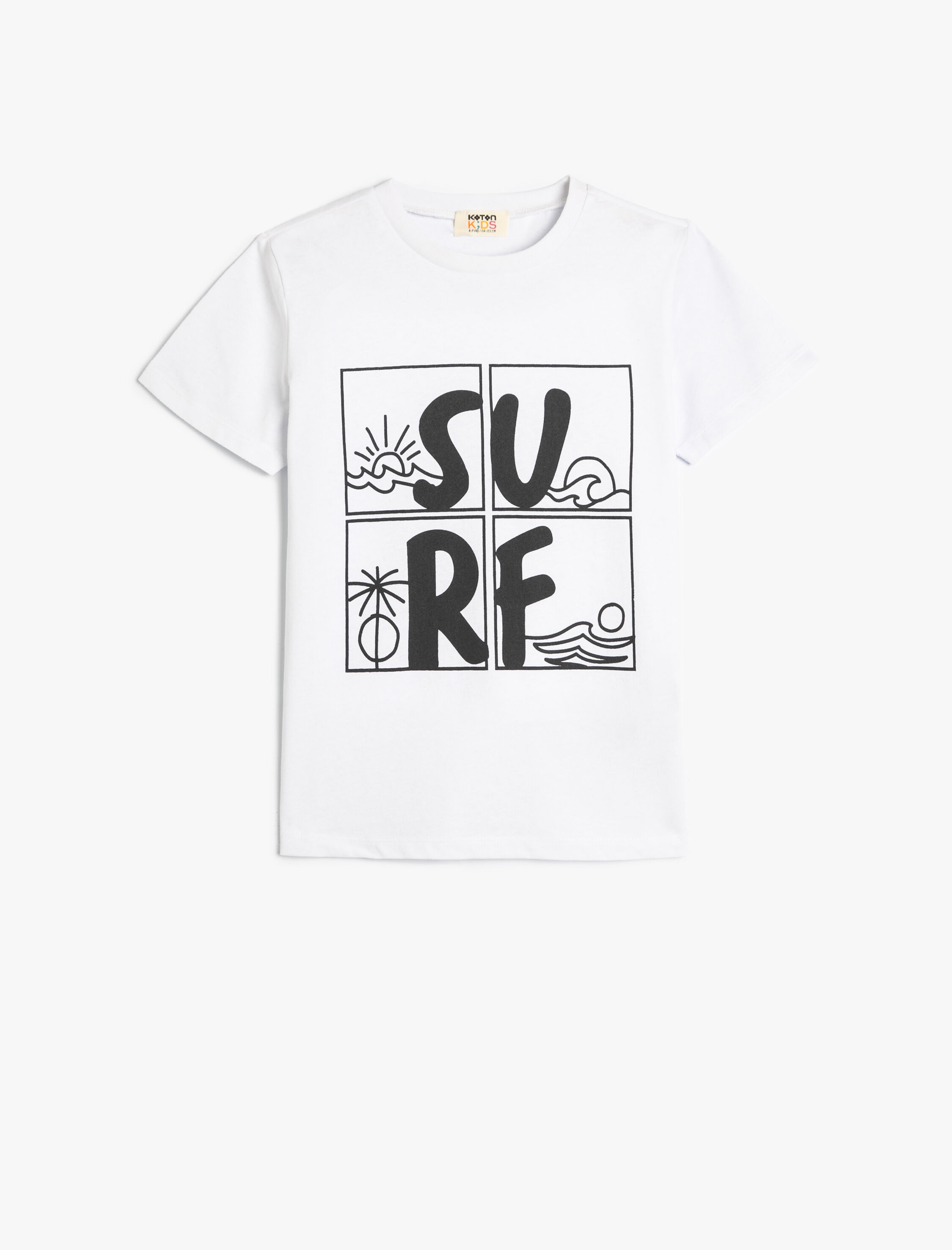  Erkek Çocuk Tişört Kısa Kollu Bisiklet Yaka Sörf Baskılı Pamuklu