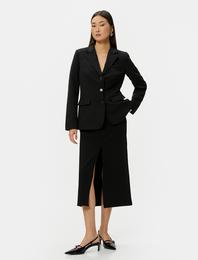 Blazer Ceket Düğmeli Kapaklı Cepli Regular Fit