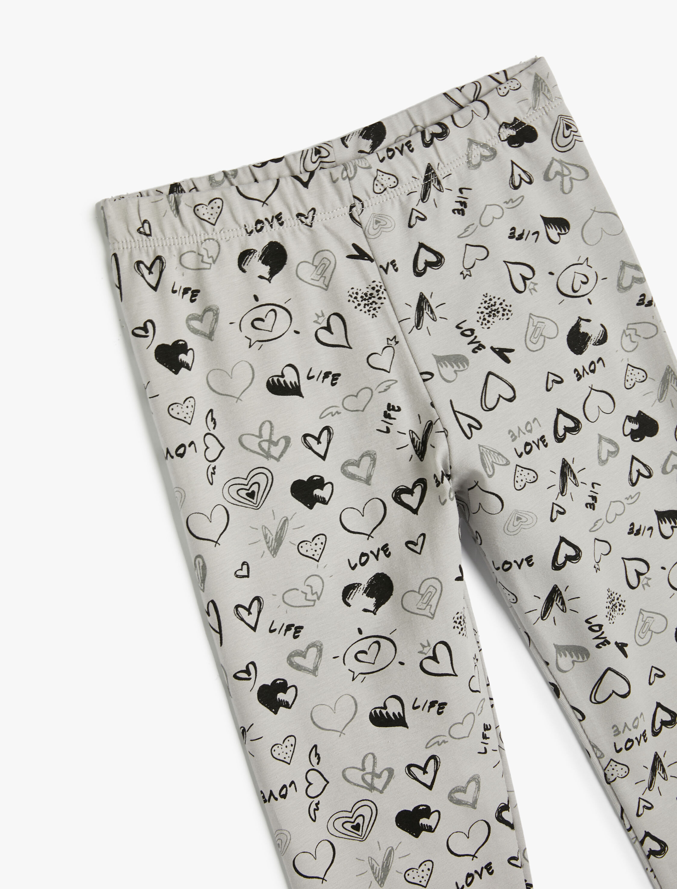  Kız Çocuk Kalpli Tayt Beli Lastikli Pamuklu