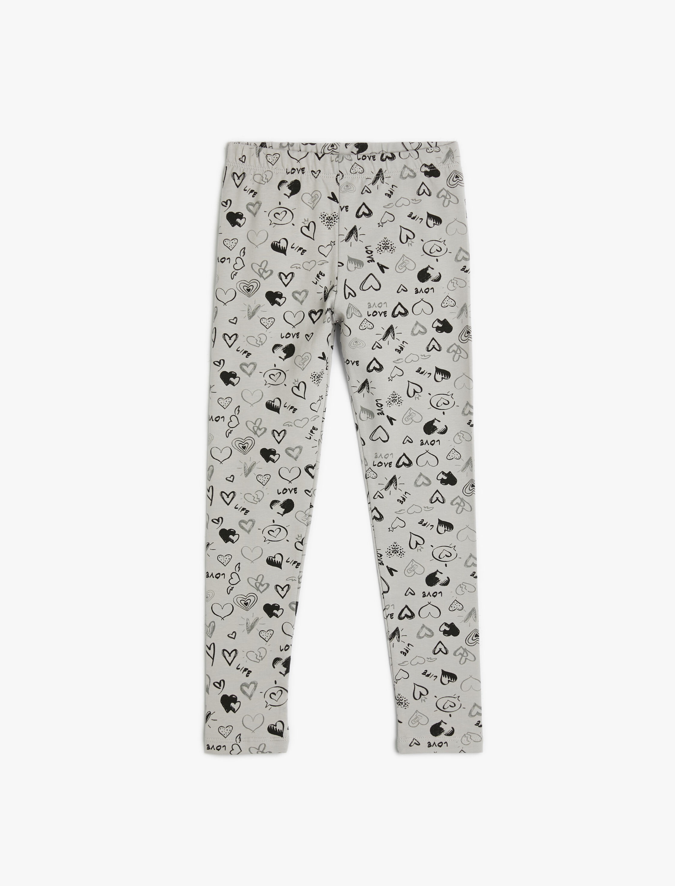  Kız Çocuk Kalpli Tayt Beli Lastikli Pamuklu