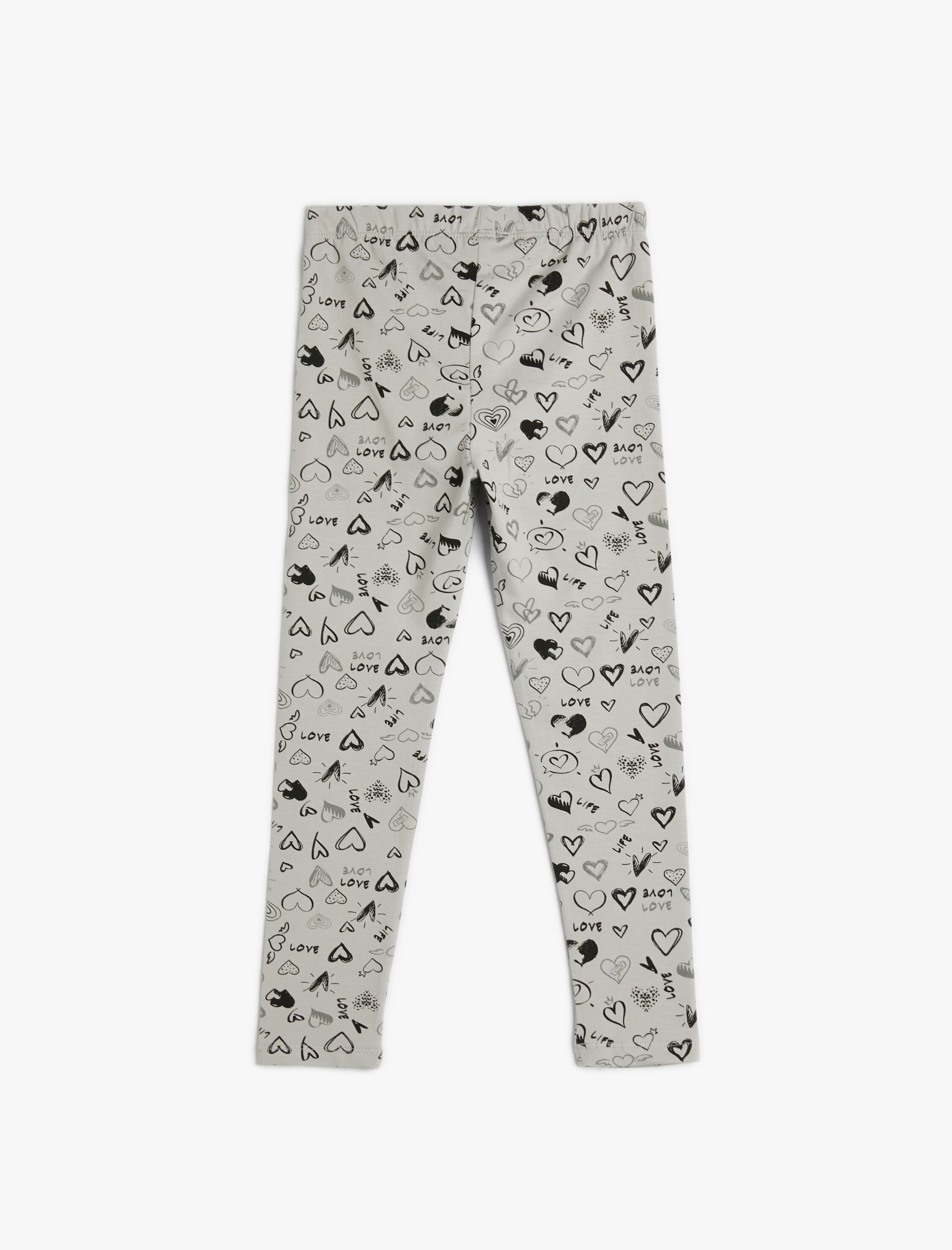  Kız Çocuk Kalpli Tayt Beli Lastikli Pamuklu