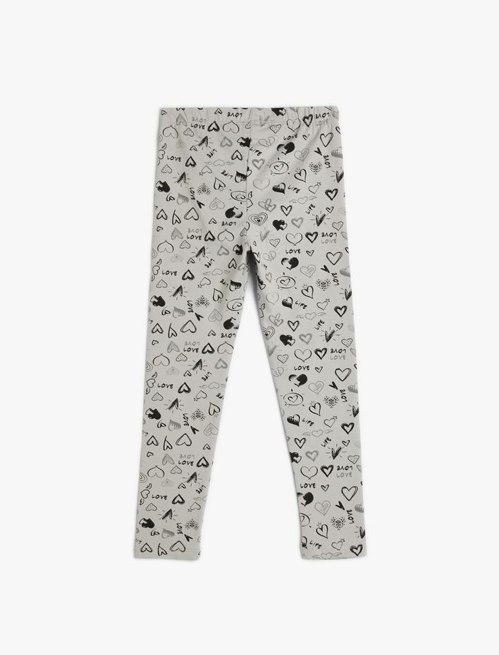 Kız Çocuk Kalpli Tayt Beli Lastikli Pamuklu