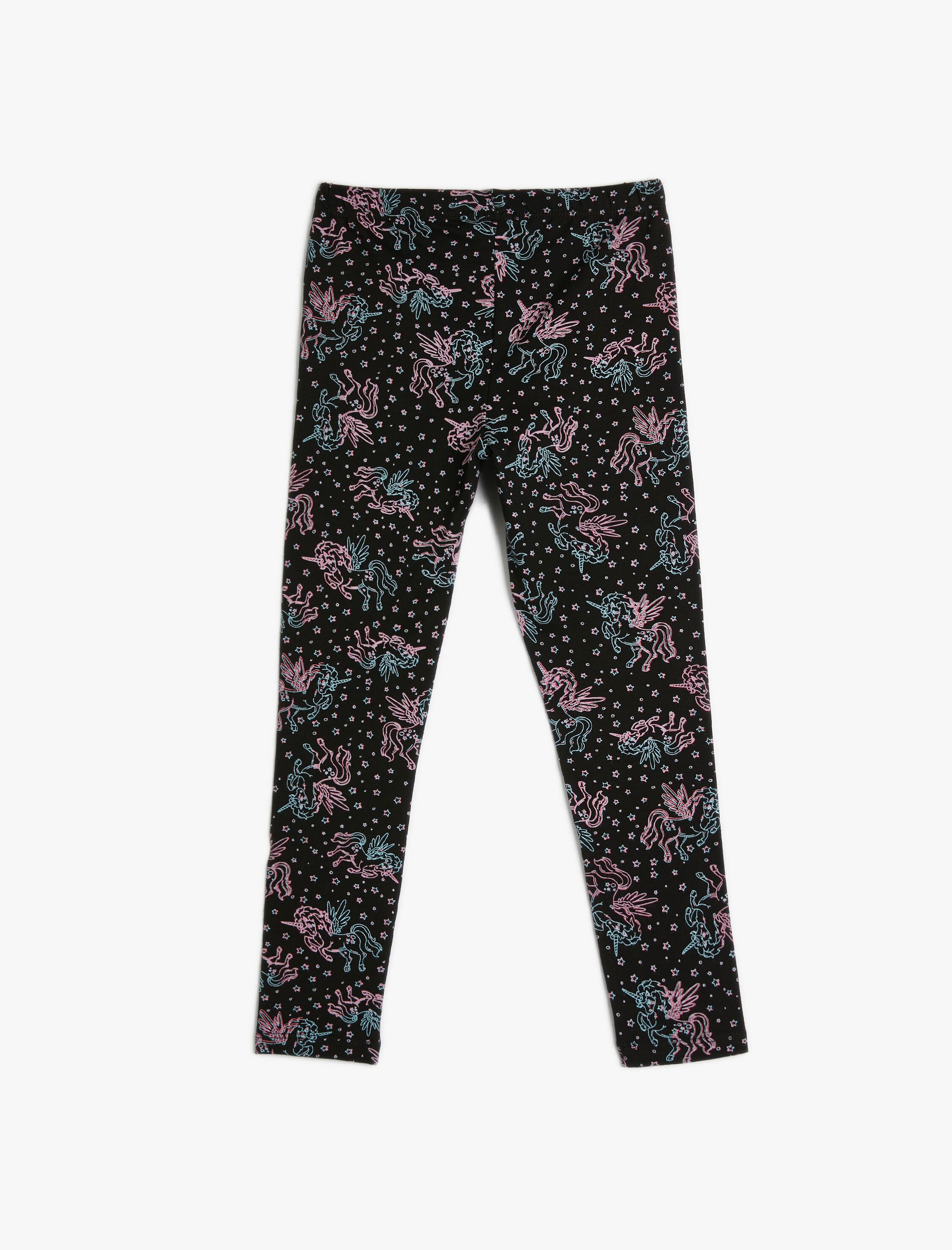  Kız Çocuk Unicorn Tayt Beli Lastikli Pamuklu