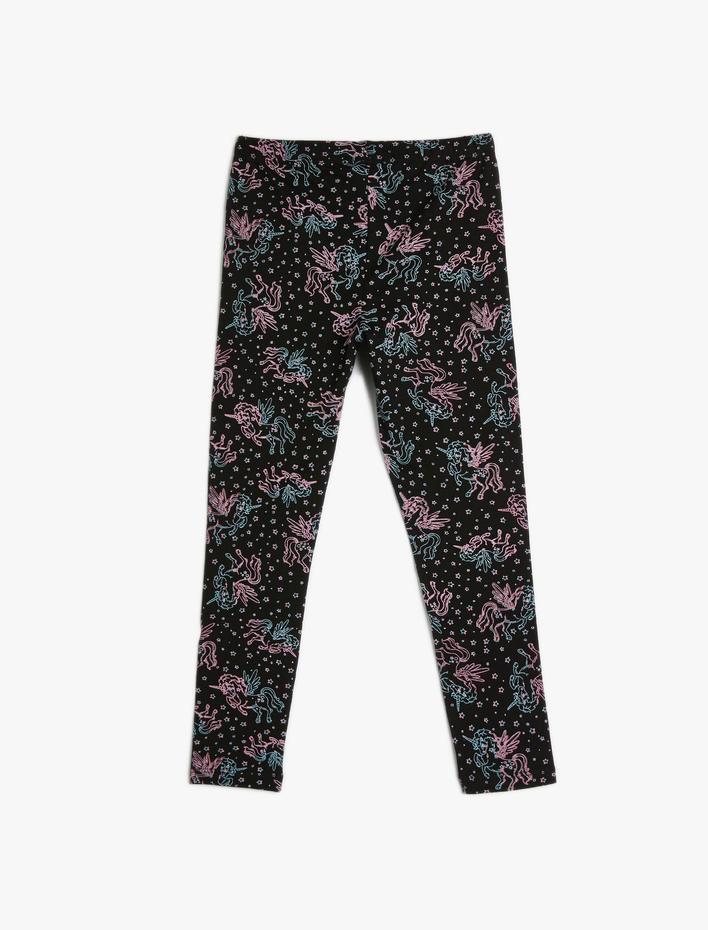 Kız Çocuk Unicorn Tayt Beli Lastikli Pamuklu