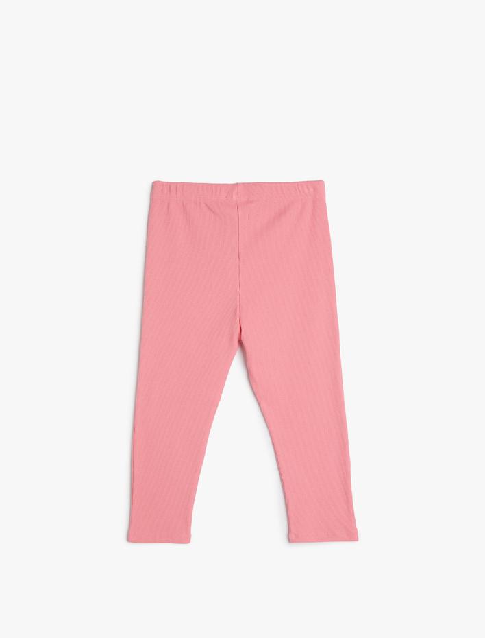 Kız Çocuk Basic Kapri Tayt Fitilli Beli Lastikli Pamuklu