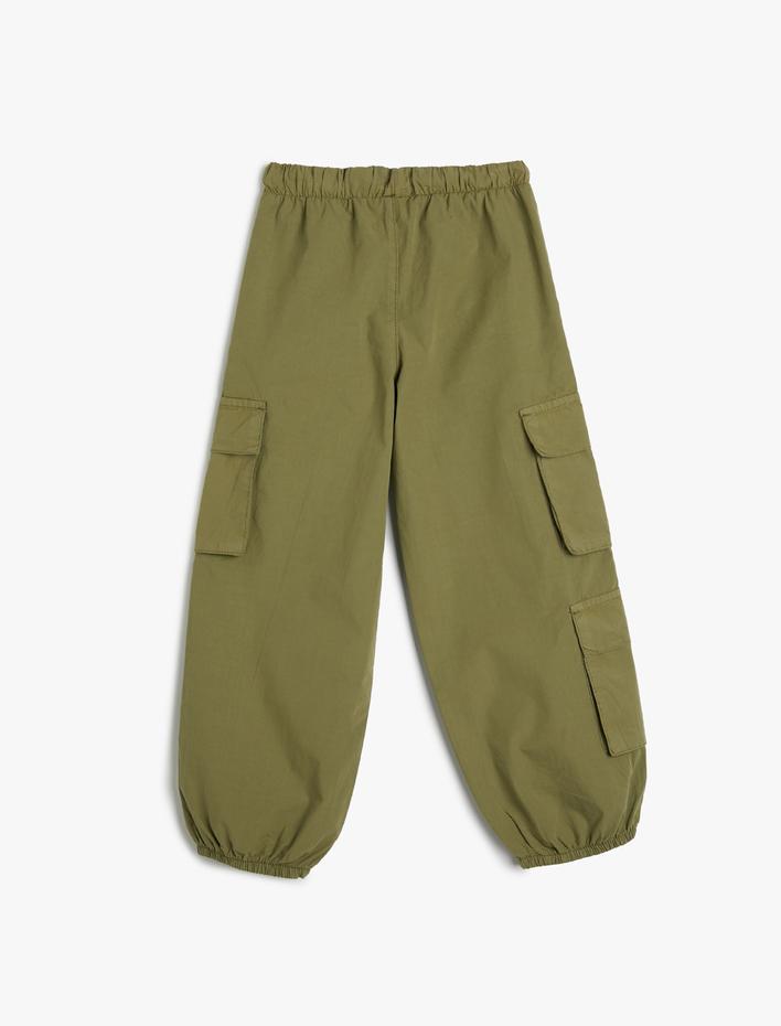Erkek Çocuk Jogger Kargo Pantolon Pamuklu Beli Bağlamalı Cepli