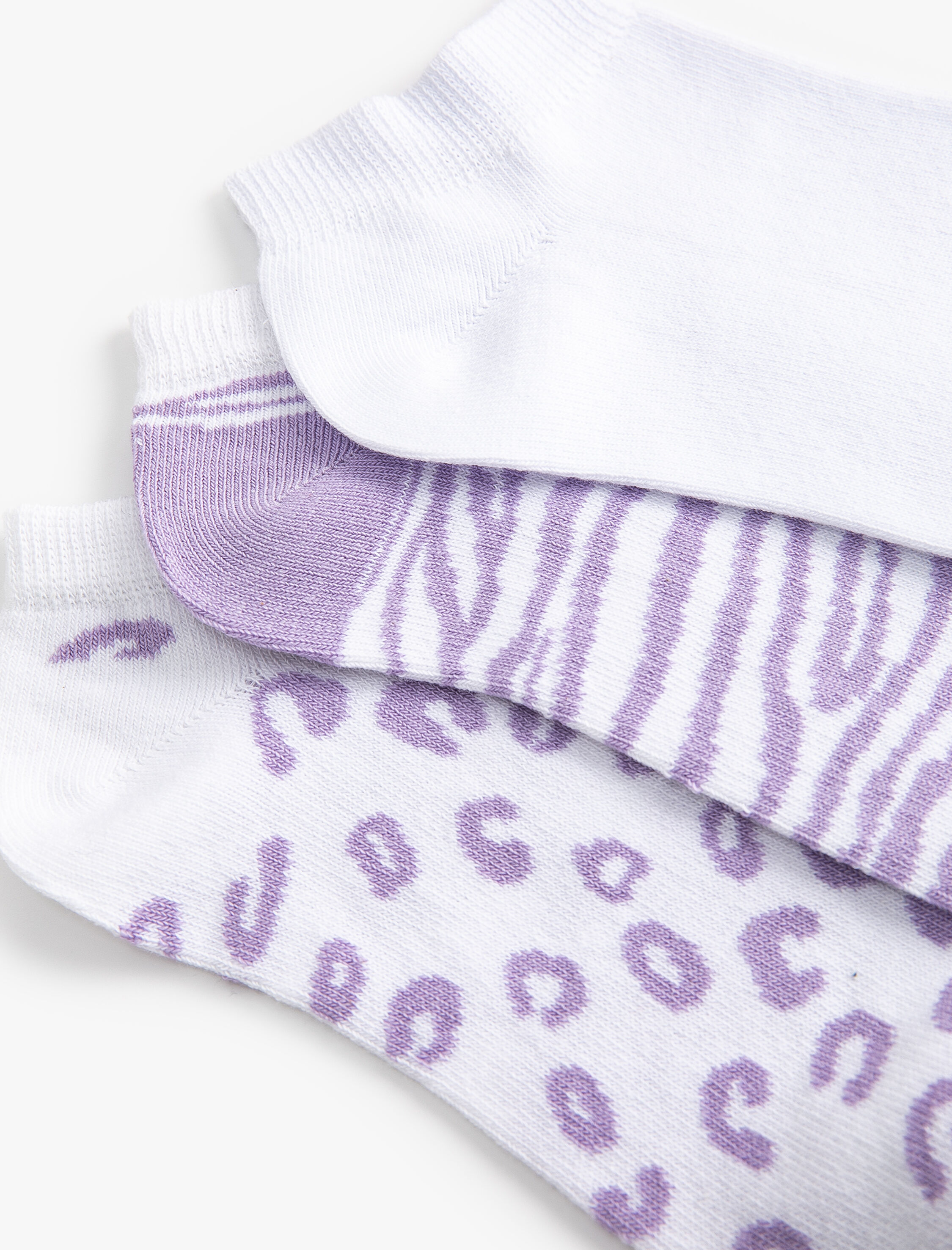  Kadın Zebra Desenli Patik Çorap Seti 3'lü