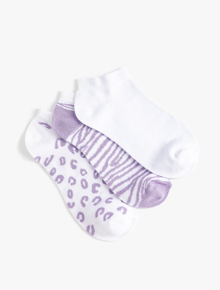 Kadın Zebra Desenli Patik Çorap Seti 3'lü