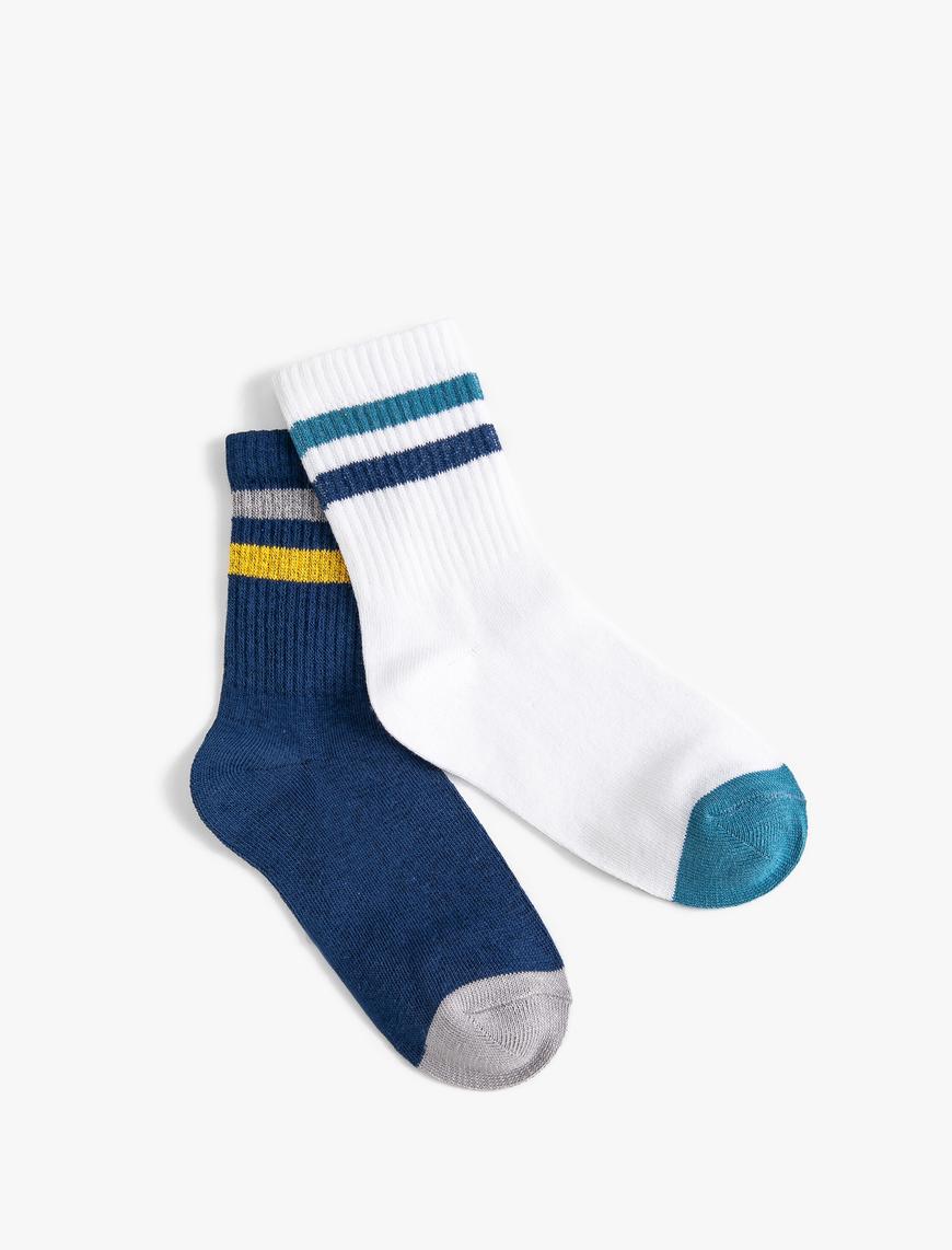  Erkek Çocuk 2'li Soket Çorap Çizgili