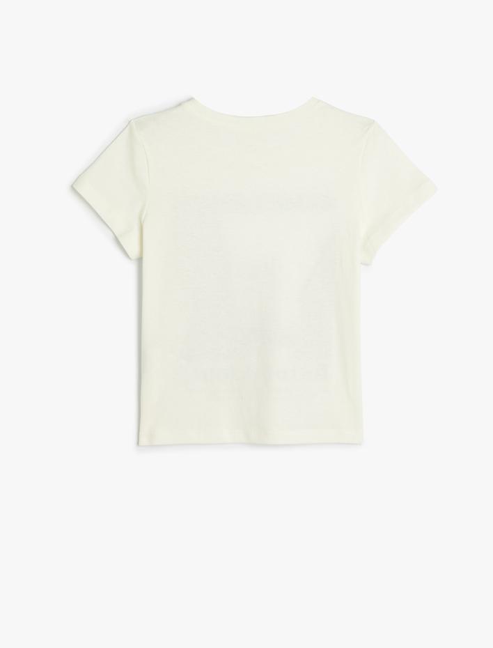 Kız Çocuk Tişört Kısa Kollu Bisiklet Yaka Şehir Baskılı Pamuklu