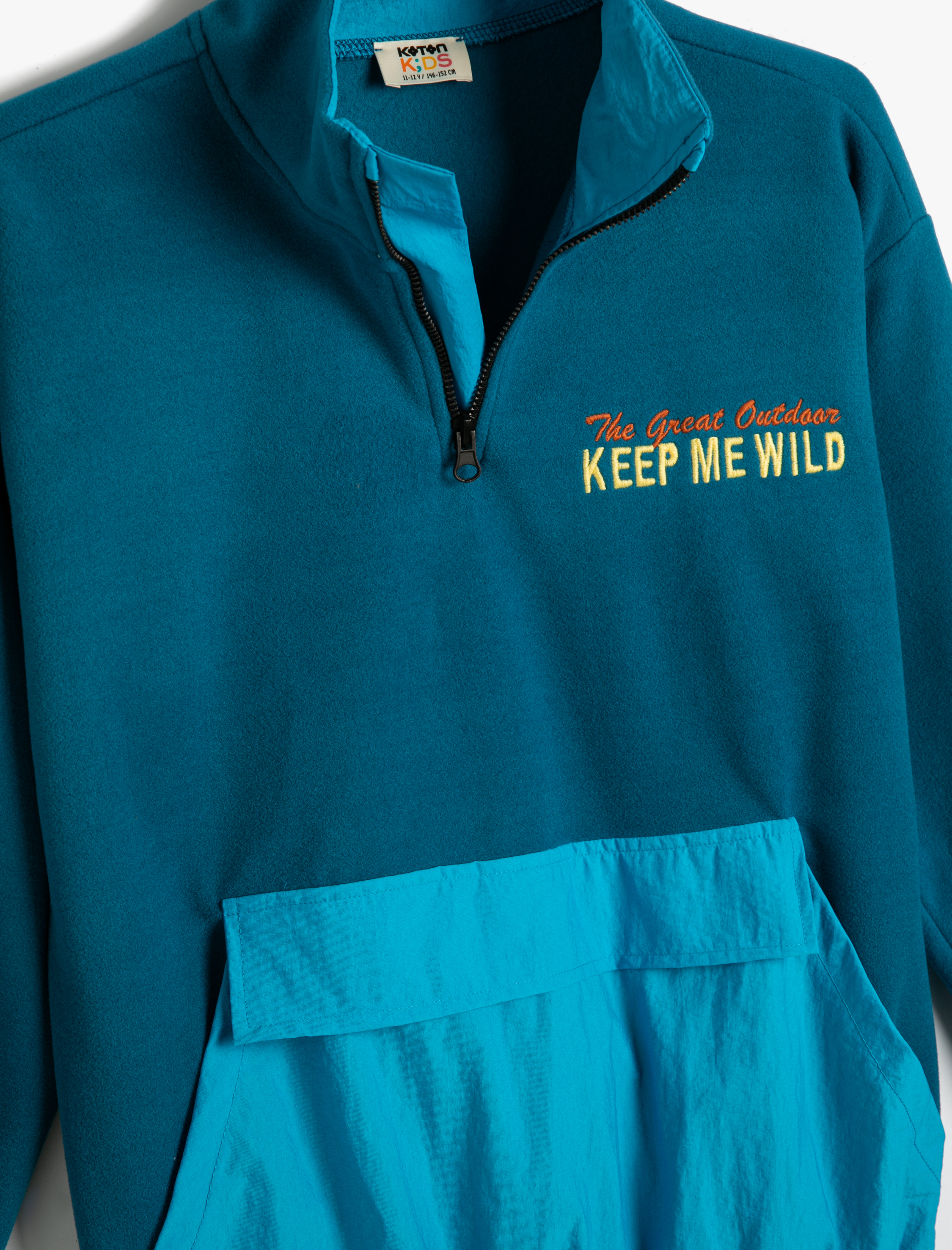 Erkek Çocuk Polar Sweat Dik Yaka Yarım Fermuarlı Kanguru Cepli