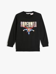 Spiderman Sweat Lisanslı Uzun Kollu Bisiklet Yaka Şardonlu