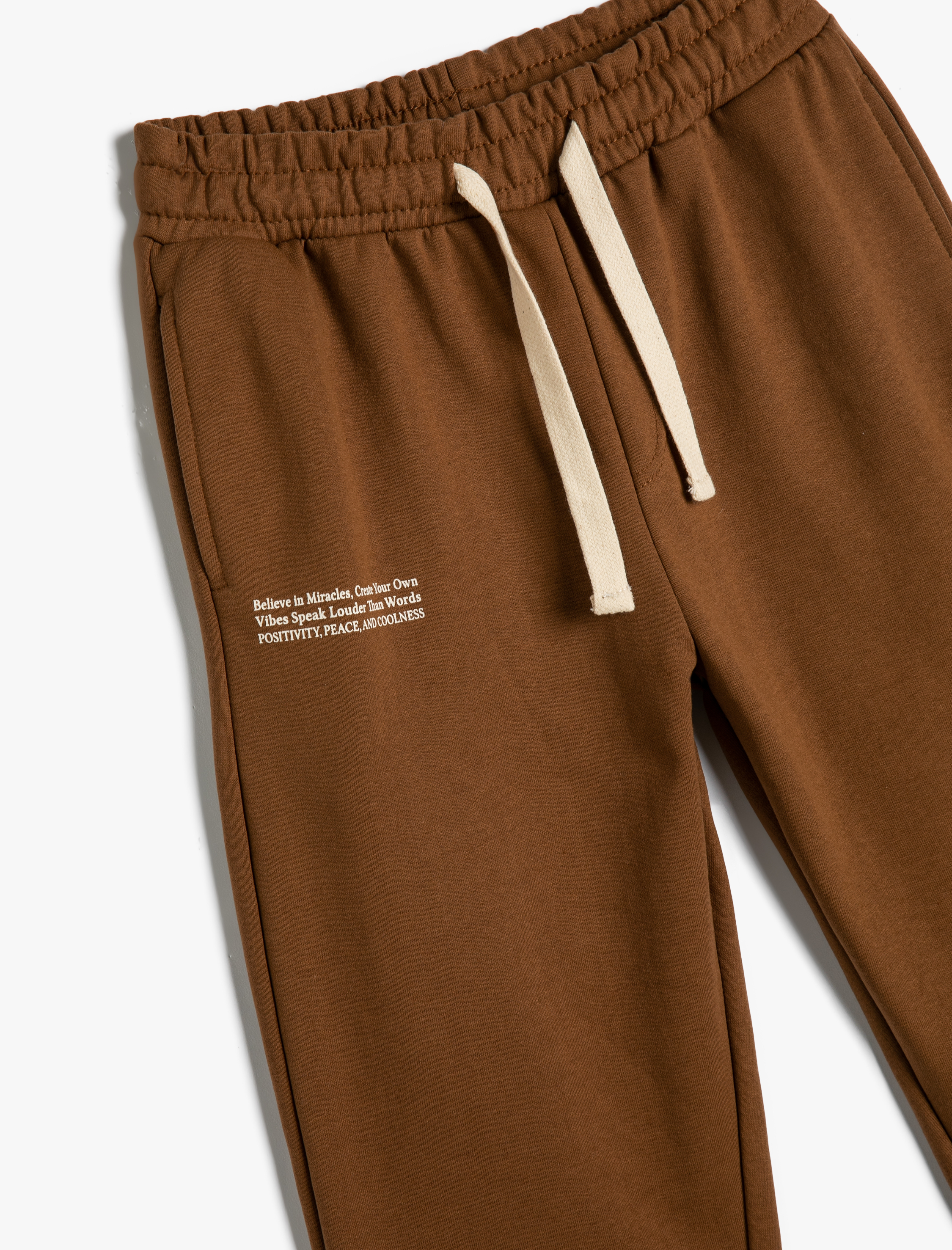  Erkek Çocuk Jogger Eşofman Altı Slogan Baskılı Cepli Beli Bağlamalı Şardonlu