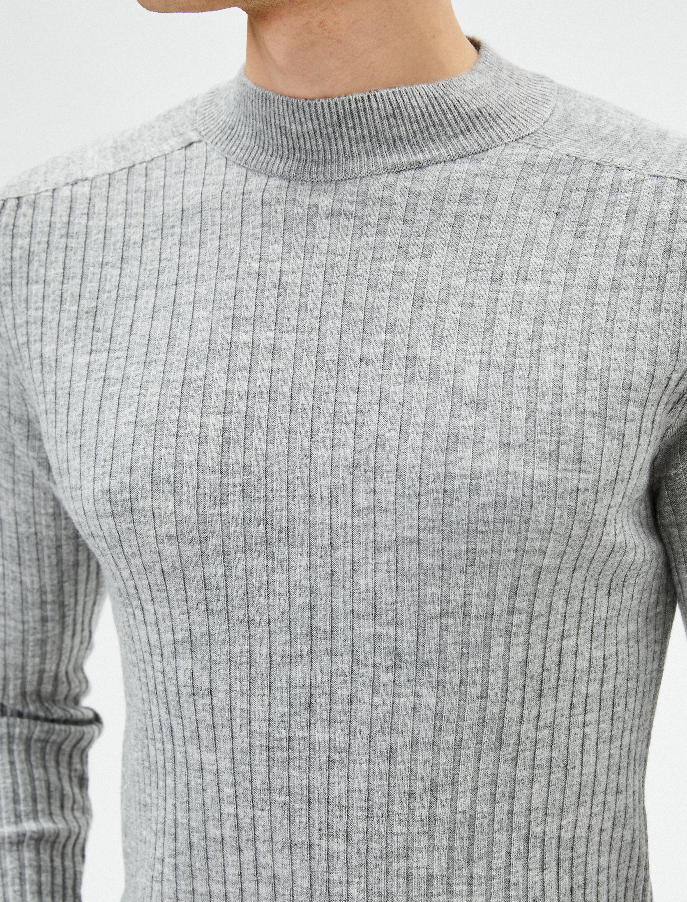 Yarım Balıkçı Yaka Kazak Slim Fit Triko Uzun Kollu
