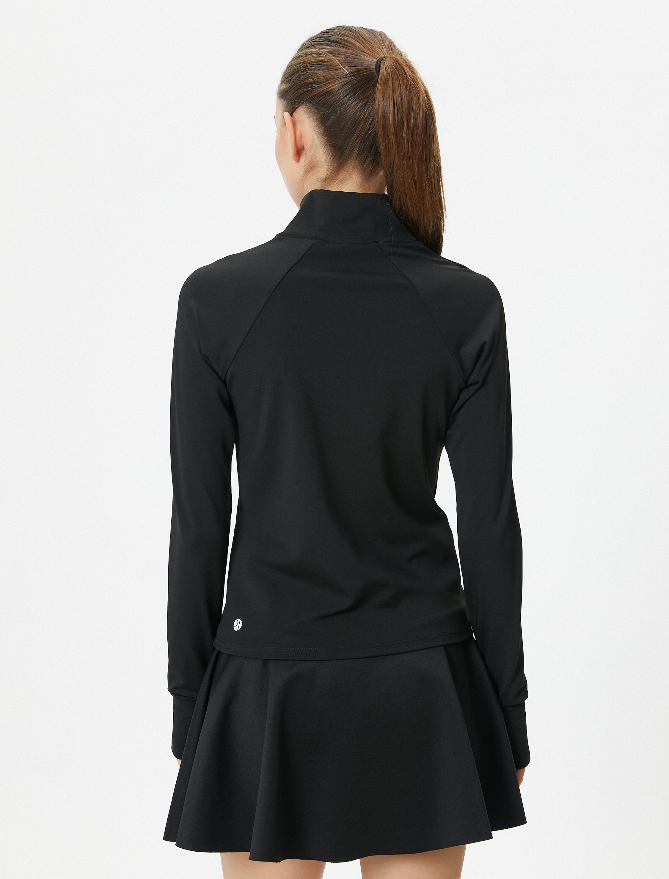   Fermuarlı Spor Sweatshirt Dar Kalıp Dik Yaka Cepli Uzun Kollu