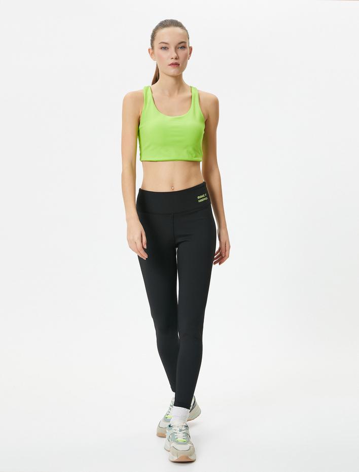  Yüksek Bel Spor Tayt Baskı Detaylı Skinny