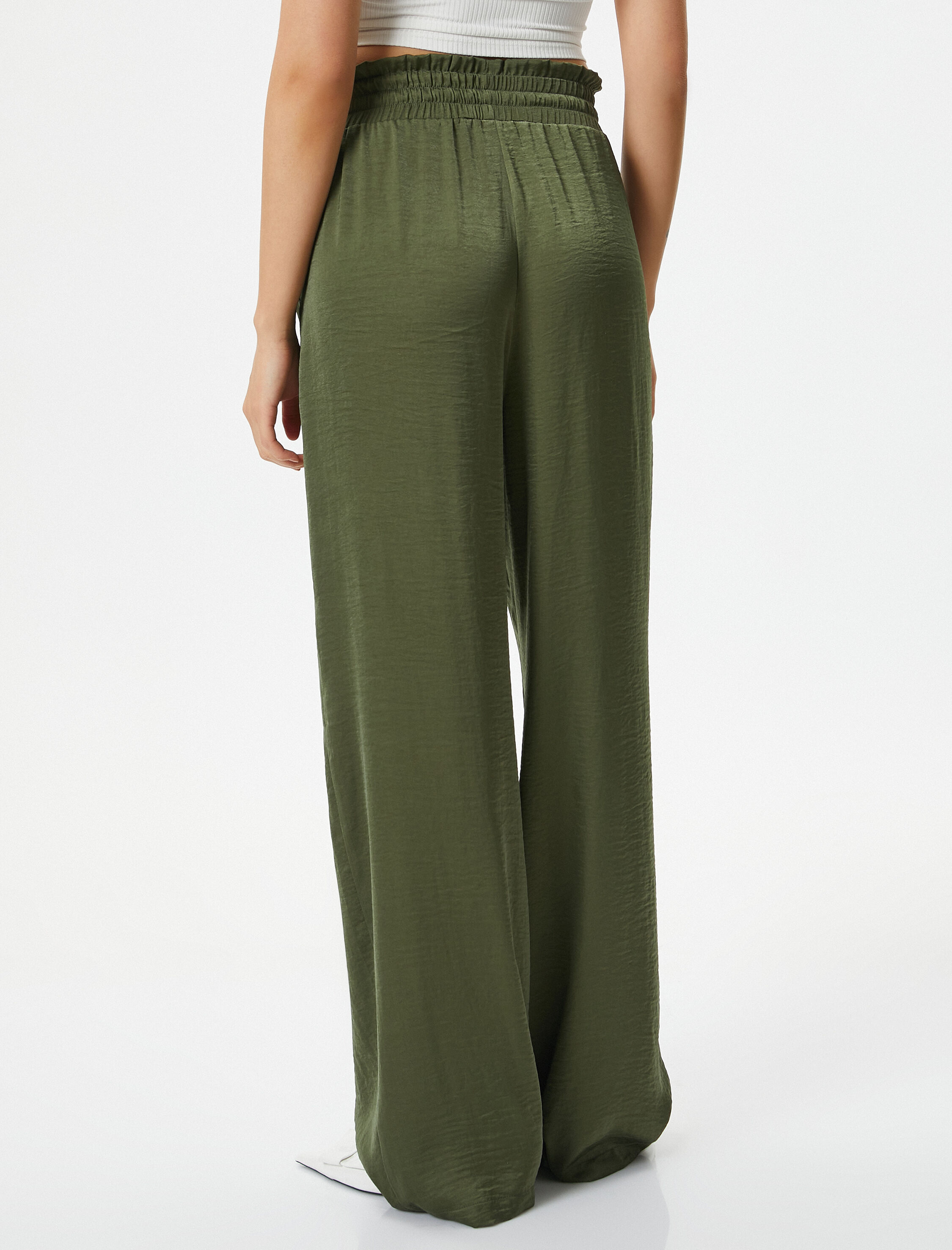   Palazzo Pantolon Bağcıklı Yüksek Bel Cepli