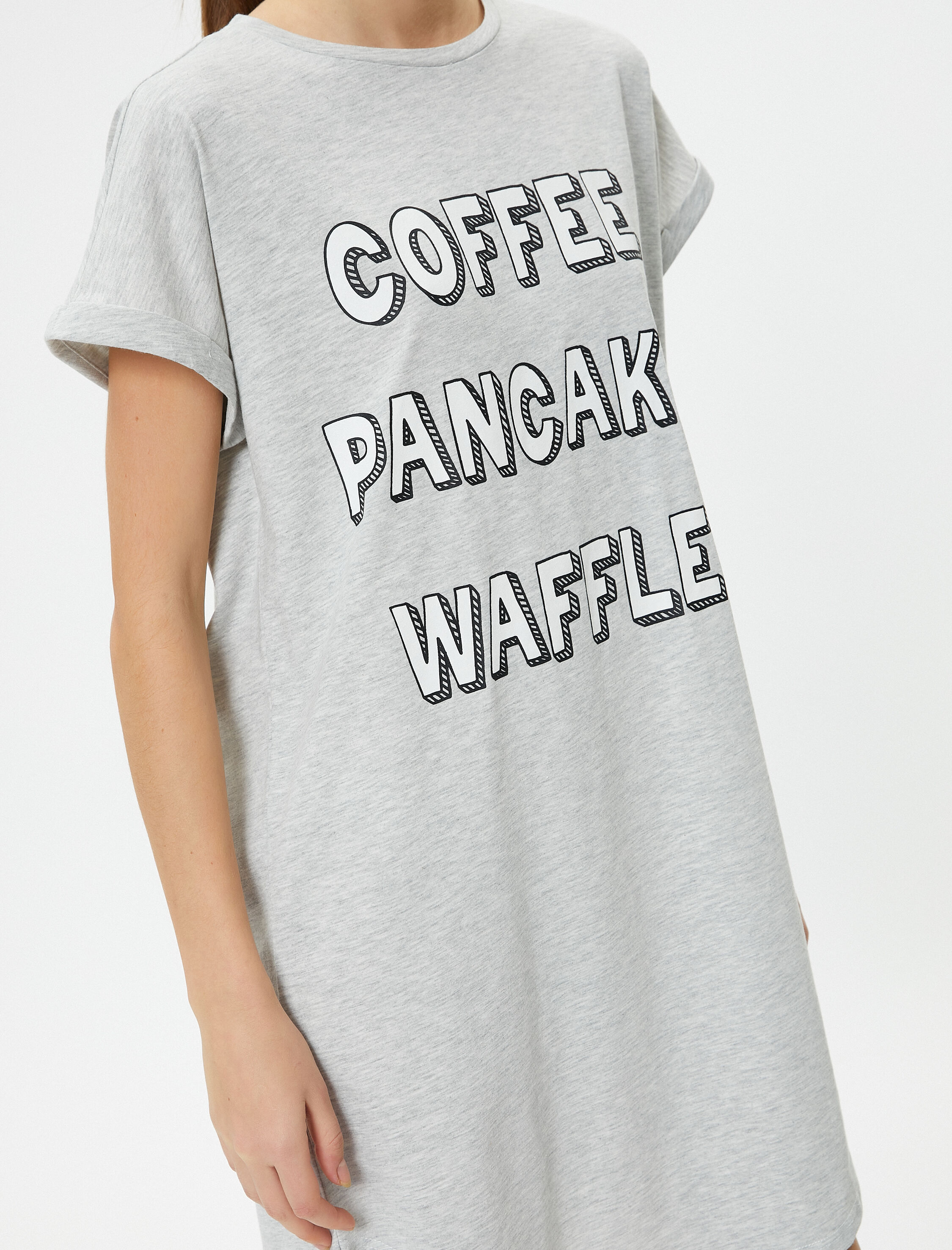   Gecelik Kısa Kollu Baskılı Bisiklet Yaka