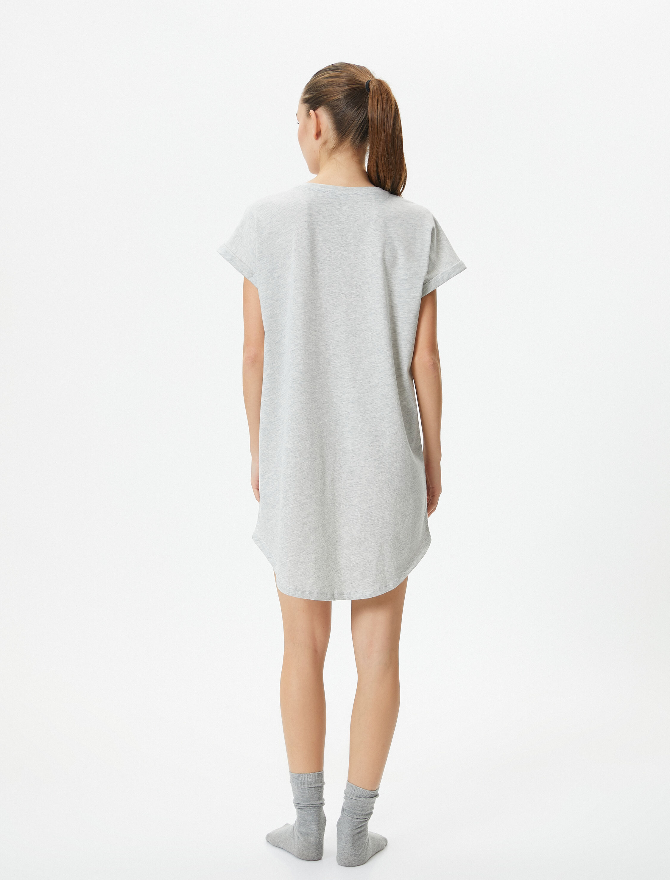   Gecelik Kısa Kollu Baskılı Bisiklet Yaka