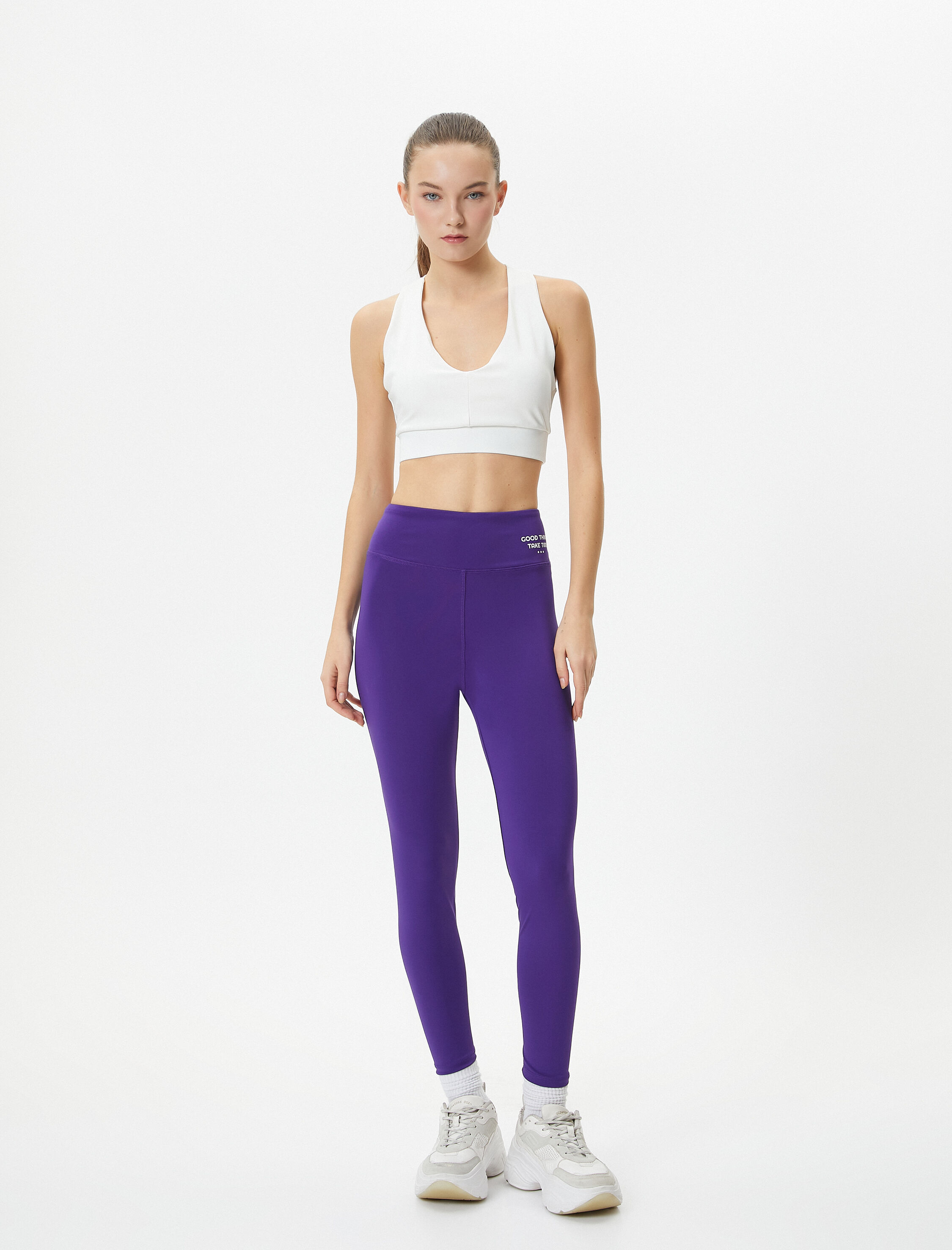   Ekstra Yüksek Bel Spor Tayt Baskı Detaylı Dar Kalıp