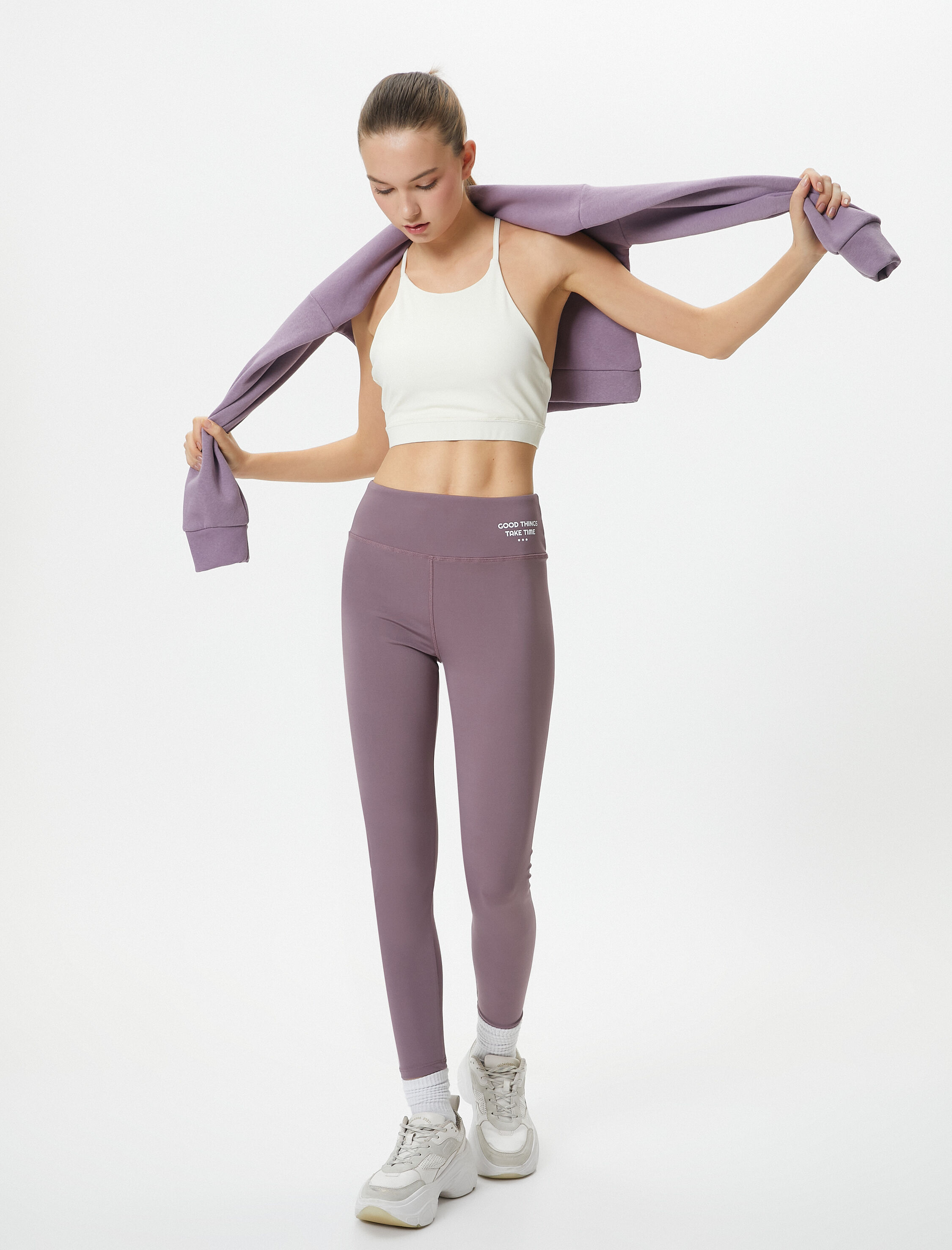   Ekstra Yüksek Bel Spor Tayt Baskı Detaylı Dar Kalıp