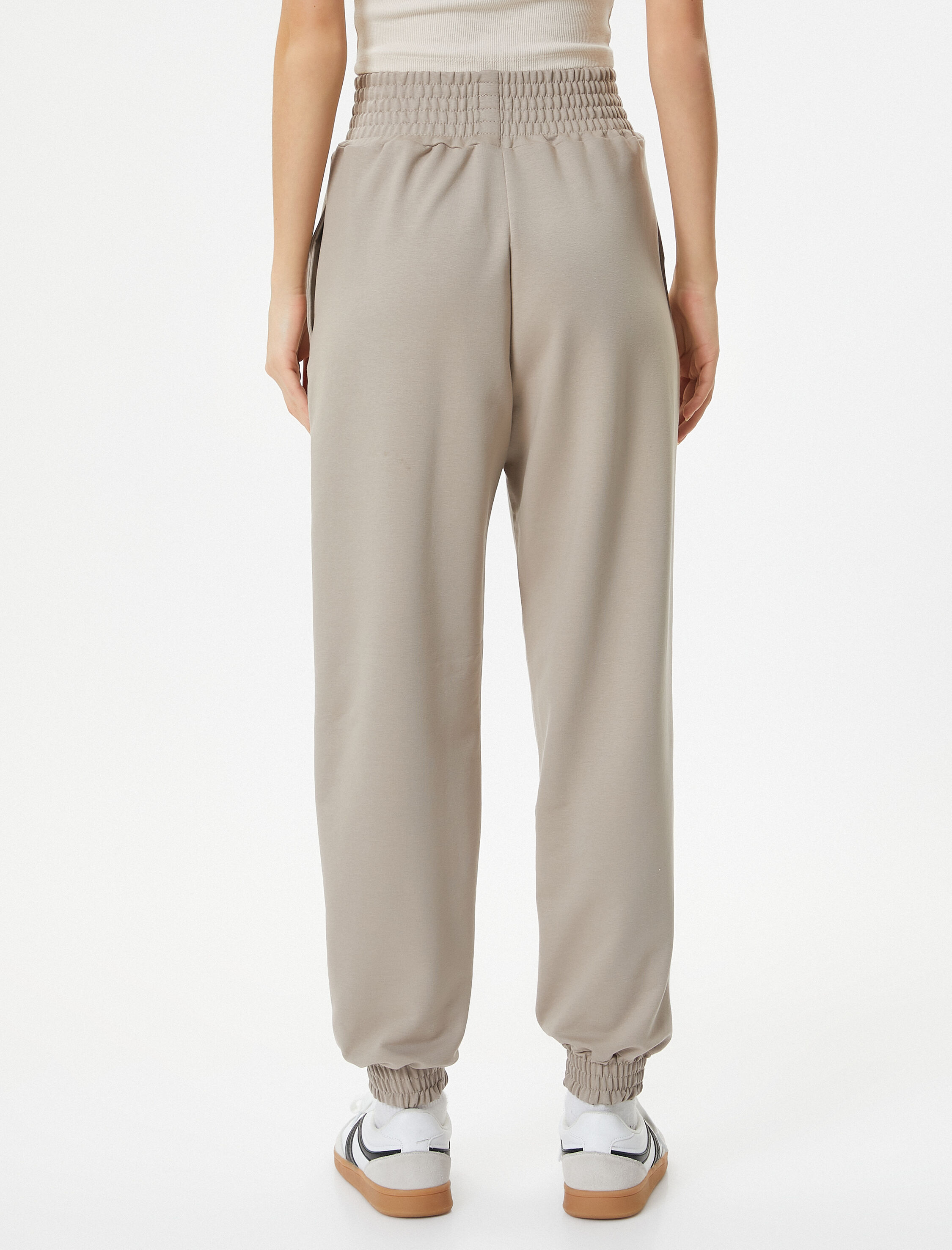   Jogger Eşofman Altı Yüksek Bel Rahat Kalıp Cepli Pamuk Karışımlı