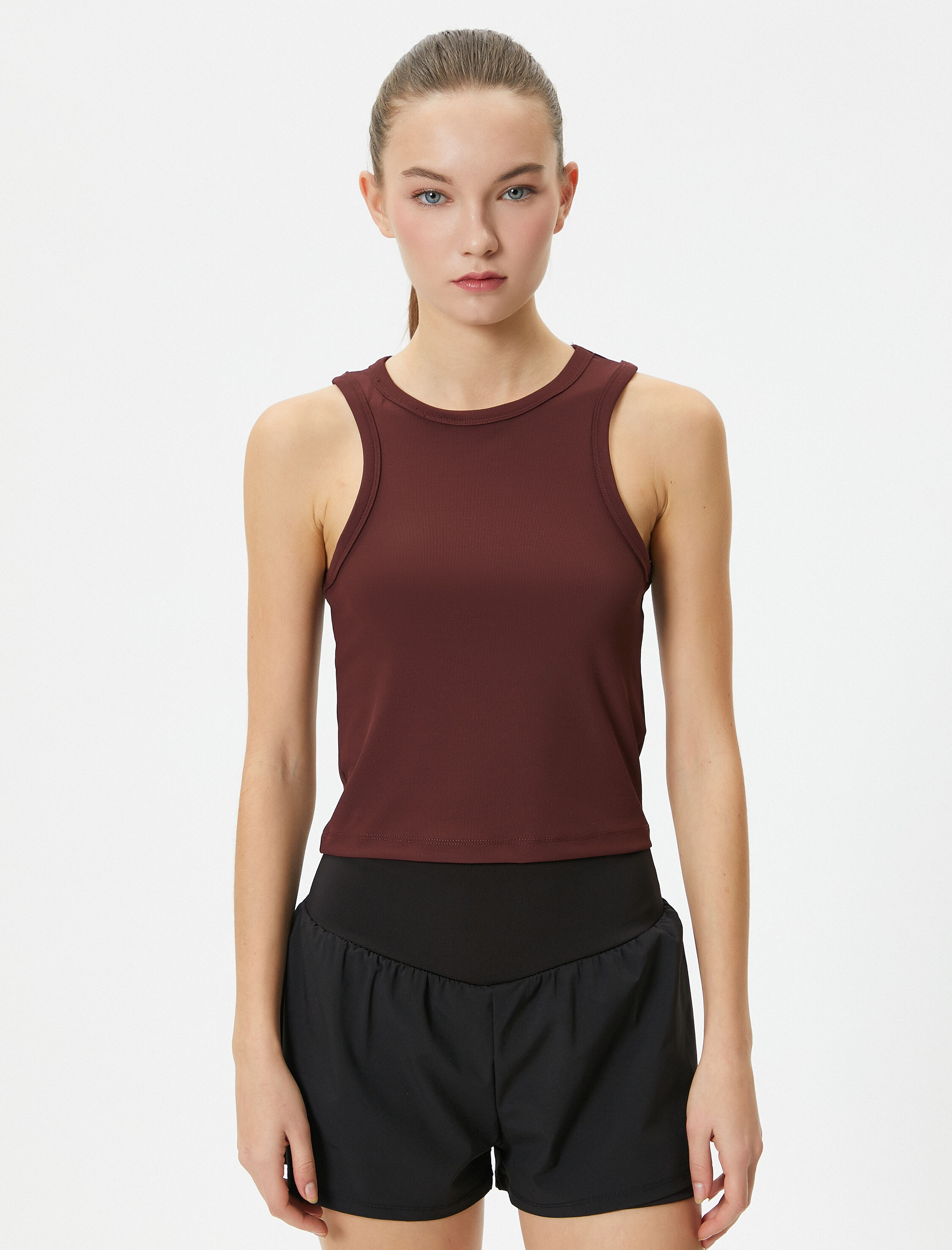   Basic Spor Atlet Bisiklet Yaka Fitilli Slim Fit